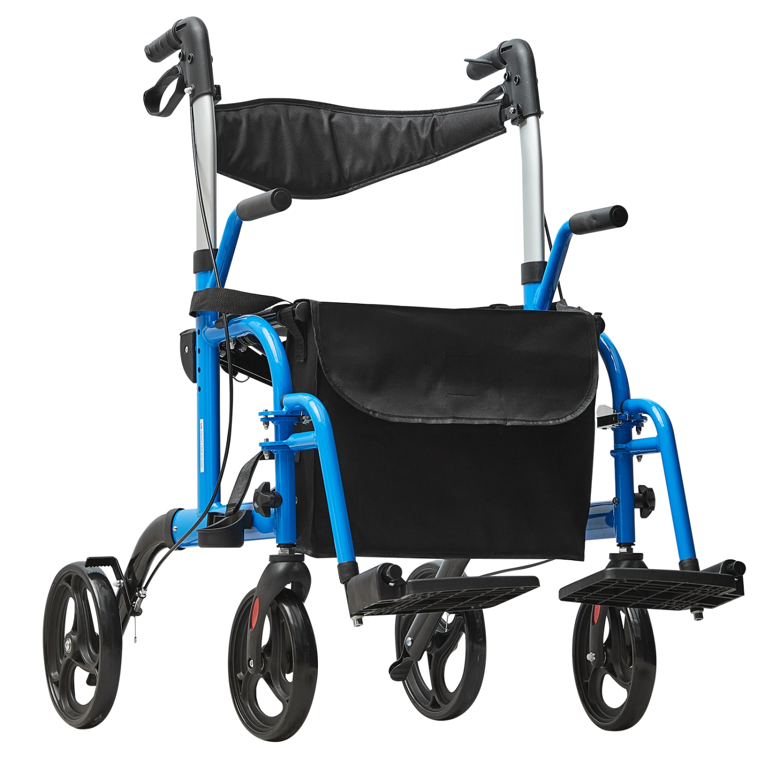 Marchette et chaise de transport 2 en 1 VEVOR pour aînés, ensemble fauteuil roulant roulant roulant et repose-pieds pliants, marchette de mobilité en