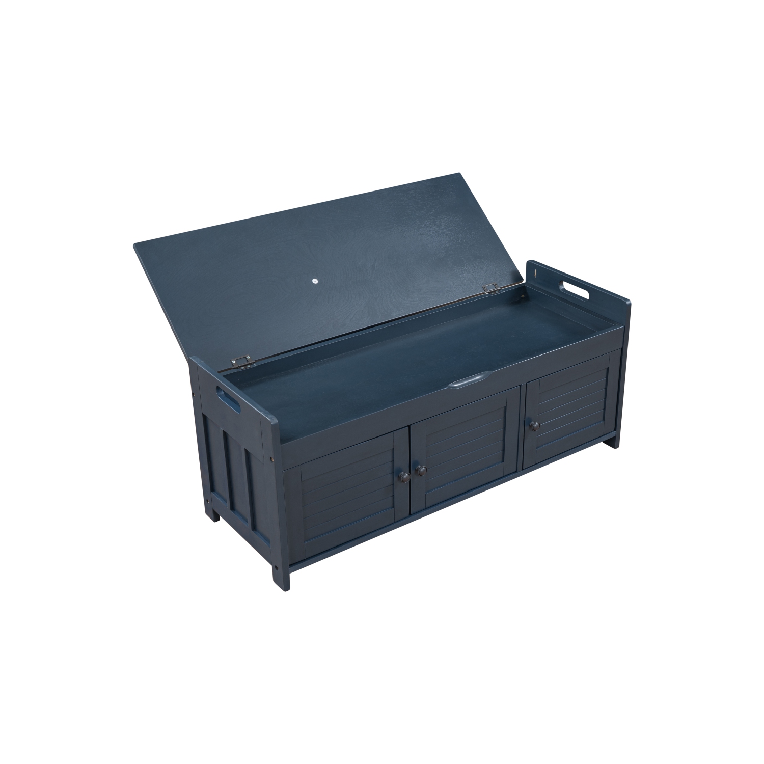 YOULIGHTS Upholstered Storage Bench, Entryway Shoe Bench with Removable Cushion and Storage, Wooden Ottoman with 3 Shutter-Shaped Doors for Entryway,