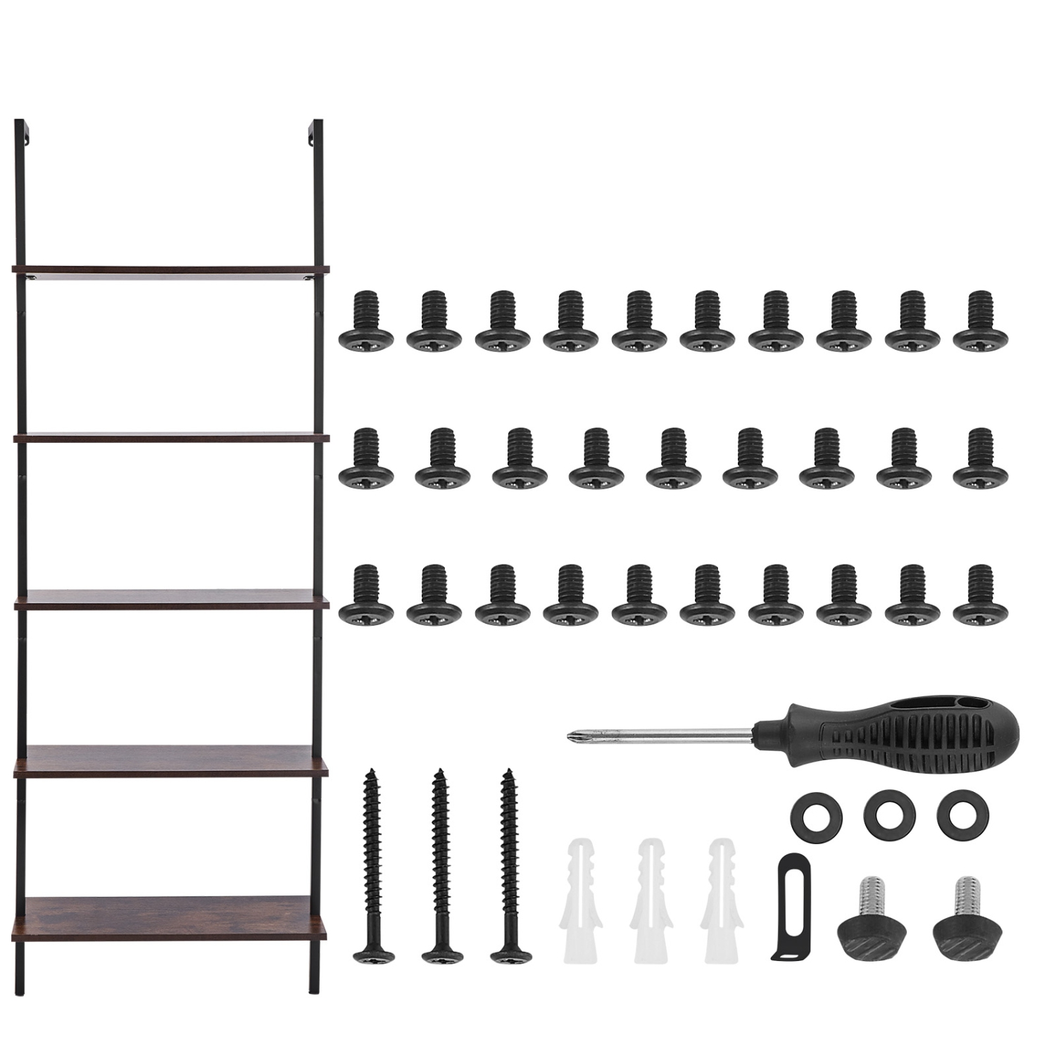 Étagère en échelle VEVOR à 5 niveaux, étagère à 24 tablettes 11,8&nbsp;po, étagère murale ouverte en échelle avec cadre en métal, support de