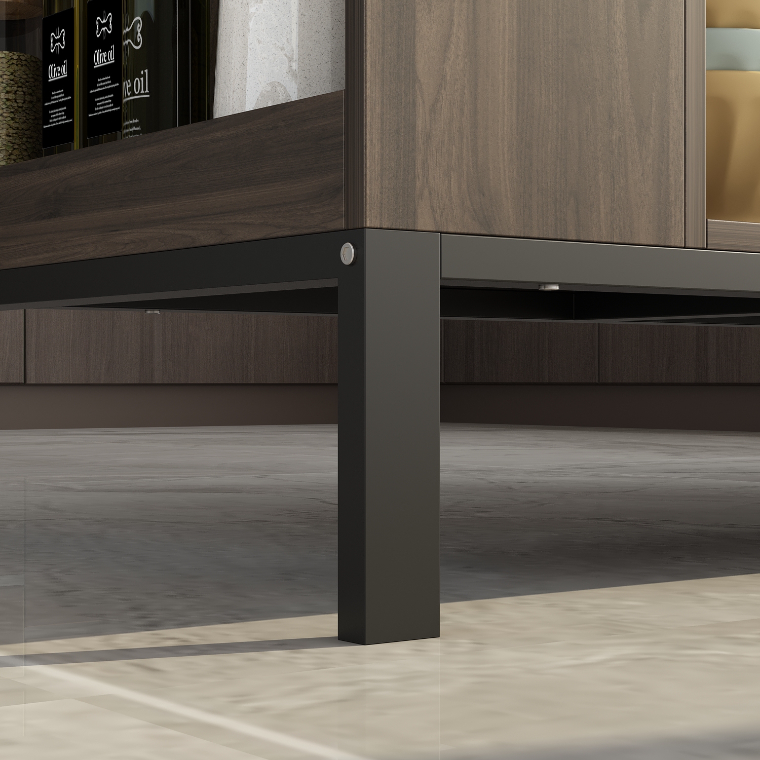 Famapy Brown Composite Kitchen Island with MDF Base and Storage, 2 Drawers & Open Shelf, Dark Brown