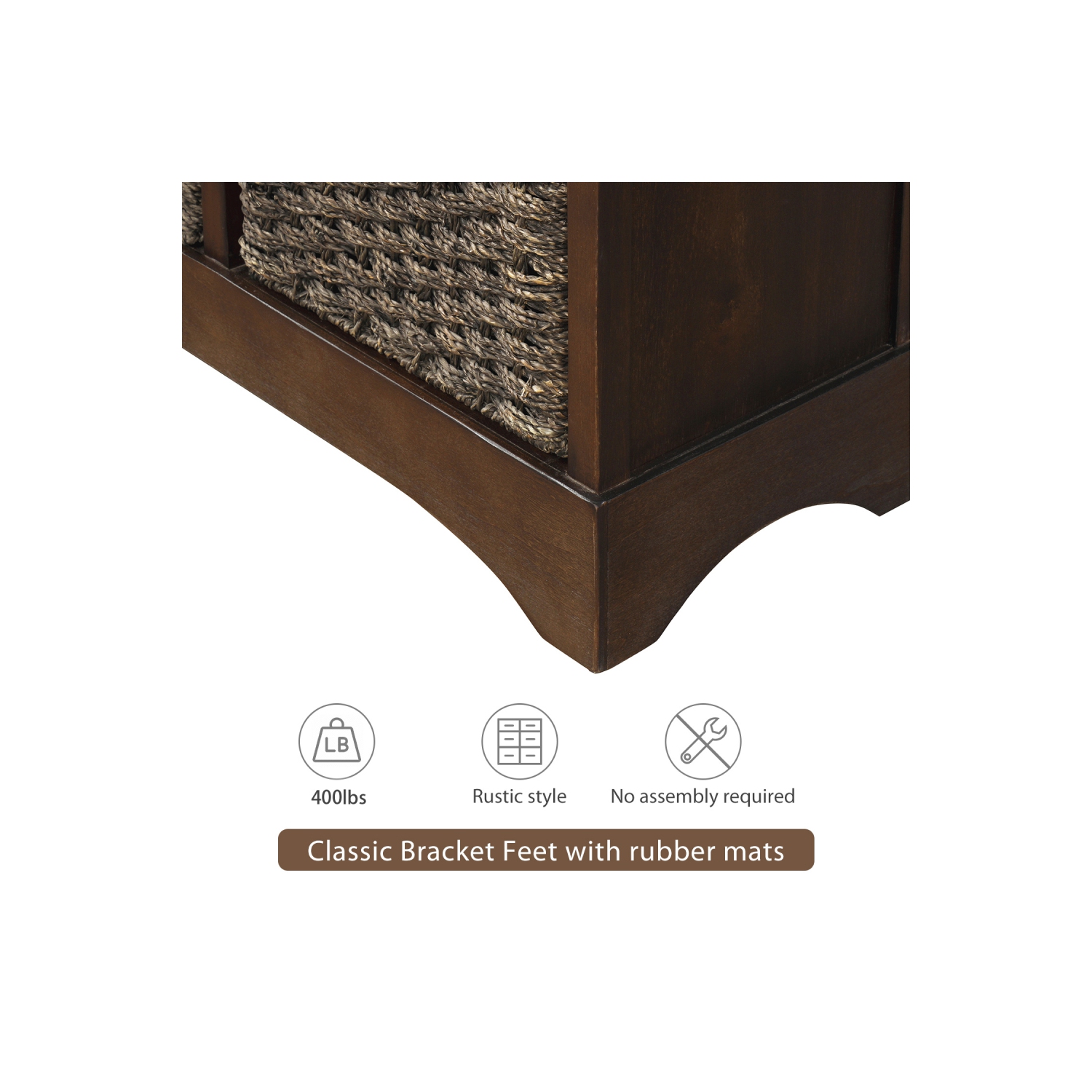 YOULIGHTS Farmhouse Accent Storage Cabinet,Wicker Basket Storage Cabinet with 2 Drawers and 4 Baskets for Kitchen,Dining Room,Espresso