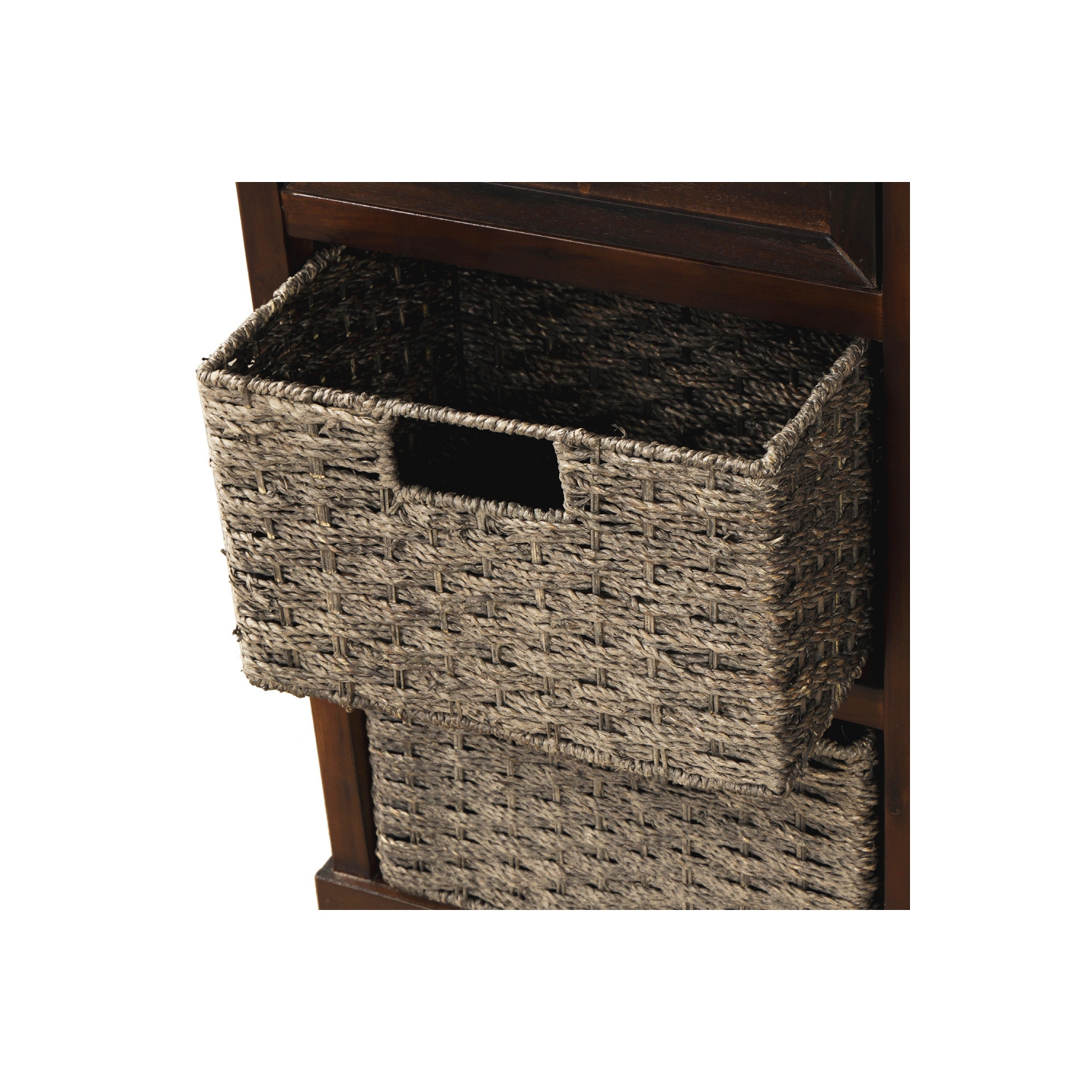 YOULIGHTS Farmhouse Accent Storage Cabinet,Wicker Basket Storage Cabinet with 2 Drawers and 4 Baskets for Kitchen,Dining Room,Espresso