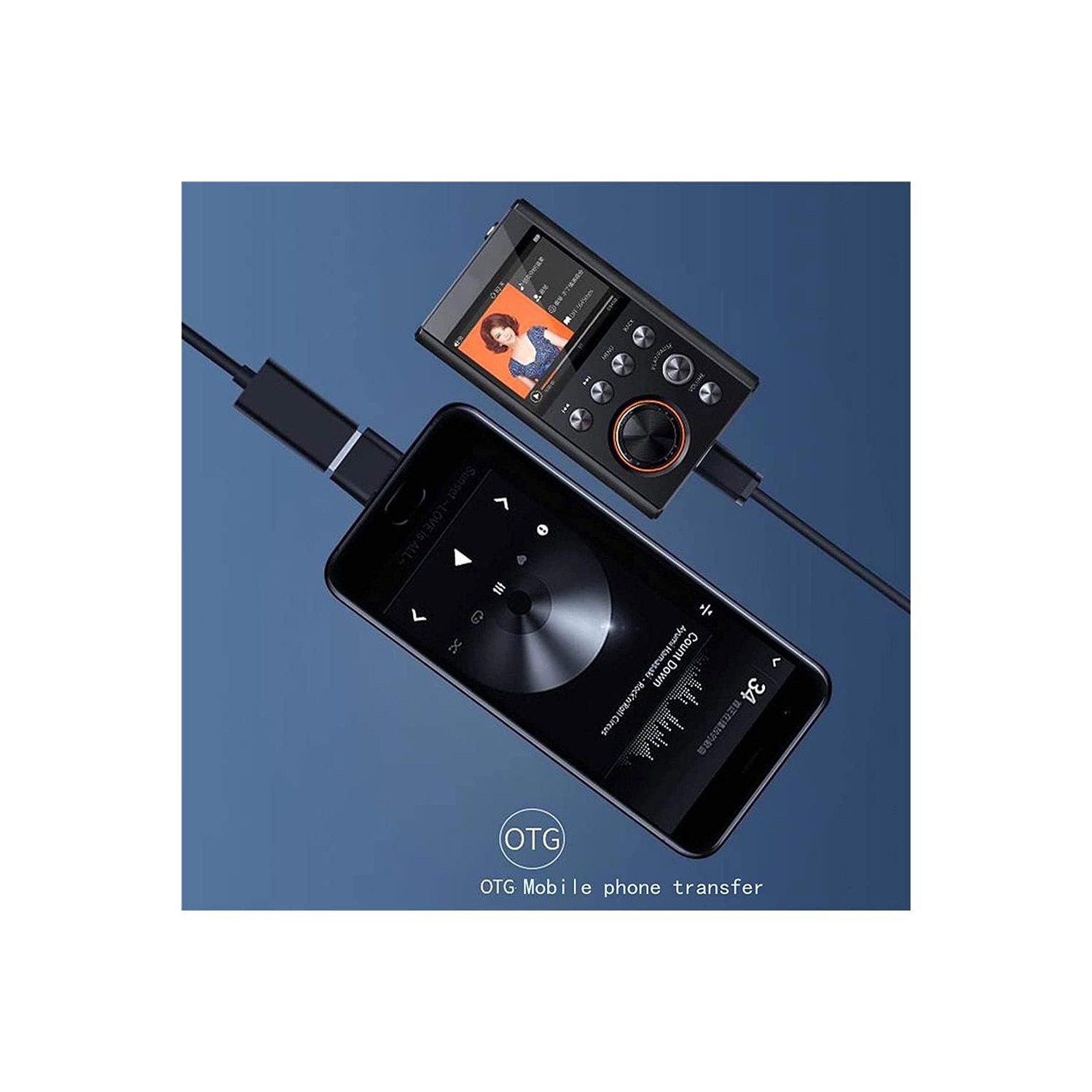 Lecteur MP3 Bluetooth métallique haute fidélité – Écran de 2 po, compact et portatif, prend en charge le transfert OTG, extensible à 128 Go