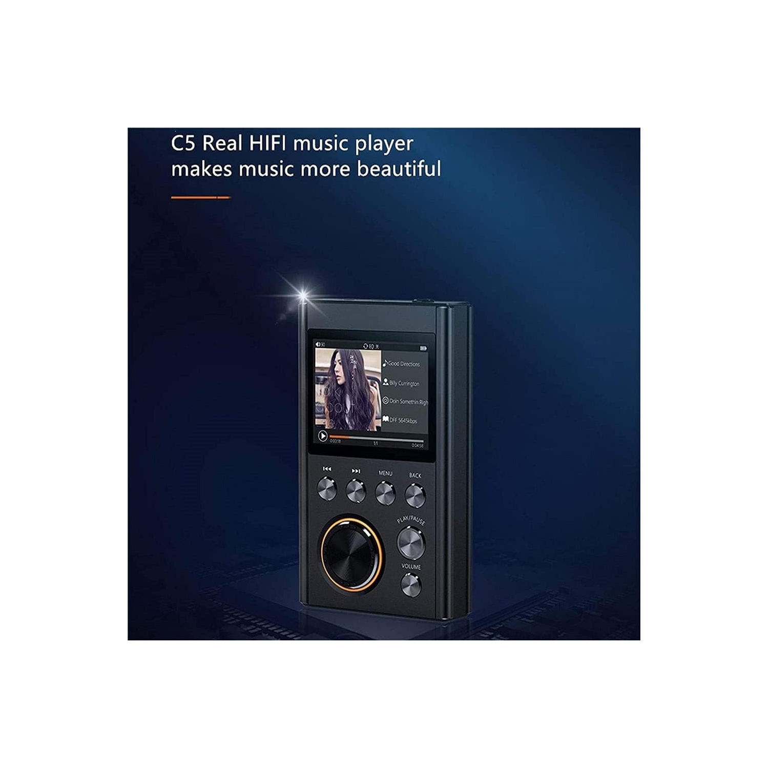 Lecteur MP3 Bluetooth métallique haute fidélité – Écran de 2 po, compact et portatif, prend en charge le transfert OTG, extensible à 128 Go