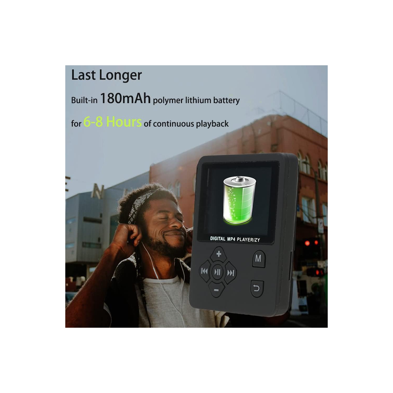 Black portable MP4 music player - 64GB expandable storage | AMV video | Lightweight and portable