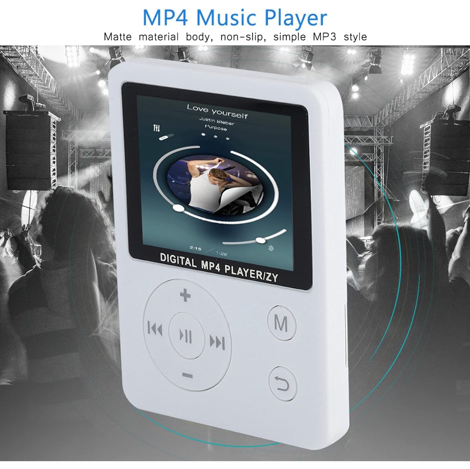Lecteur MP4 blanc ultramince – Carte 16&nbsp;Go TF incluse | Lecture MP3/AMV | Lecteur de musique | Lecteur audio numérique léger et portatif,