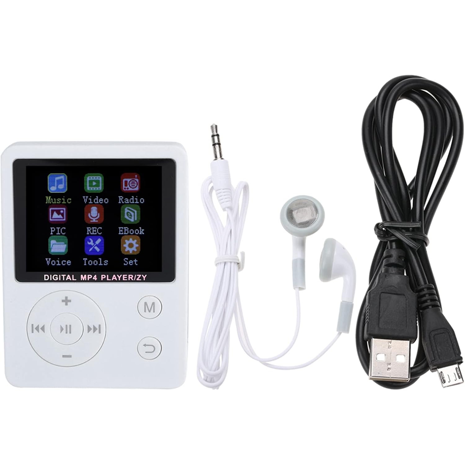 Lecteur MP4 blanc ultramince – Carte 16&nbsp;Go TF incluse | Lecture MP3/AMV | Lecteur de musique | Lecteur audio numérique léger et portatif,