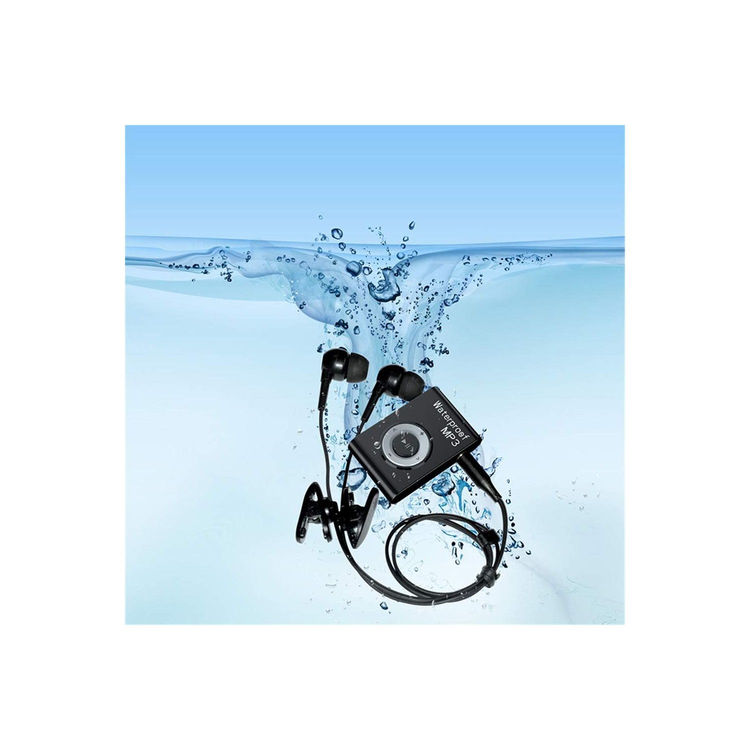 Lecteur de musique étanche à pince – léger et portatif avec boutons surélevés, idéal pour la natation et la plongée