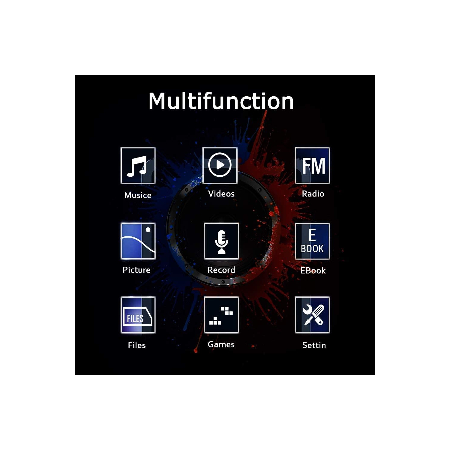 Blue Ultra-thin MP3/MP4 Music Player - 32GB Memory Card Included | E-book Reader | 5 Hours Playback | Lightweight and Portable Digital audio player,