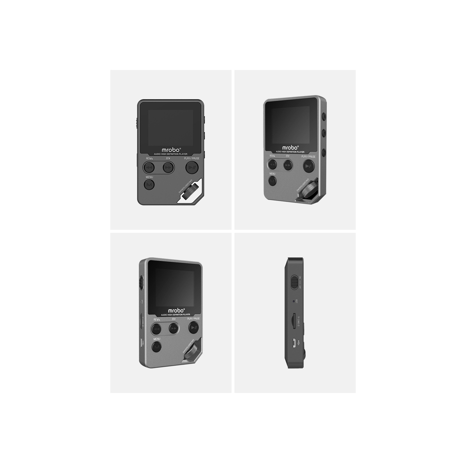 Lecteur MP3 sport avec fonction FM – rechargeable, 30 heures de lecture de musique, léger et portatif, essentiel pour les voyages [128 Go gris