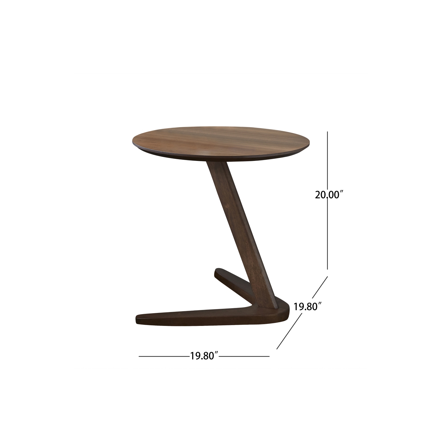 YOULIGHTS Multifunctional Round Small Coffee Table, WoodEnd Table, Mid Century Modern Side Table with V-Shaped Legs for Living Room(Color : Walnut
