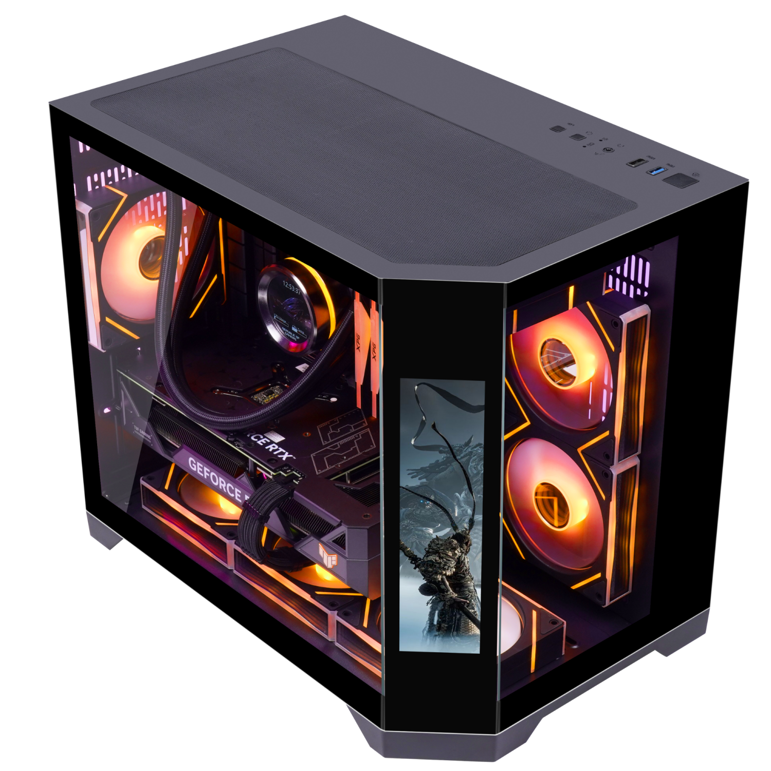 Uniway Gaming PC AMD Ryzen7 7700/ AIO Liquid Cooled/2TB Nvme SSD/32GB RAM/NVIDIA RTX 5070/ DLSS4 / VR AI Ready/ Build in LCD Screen/ Win11 Pro -