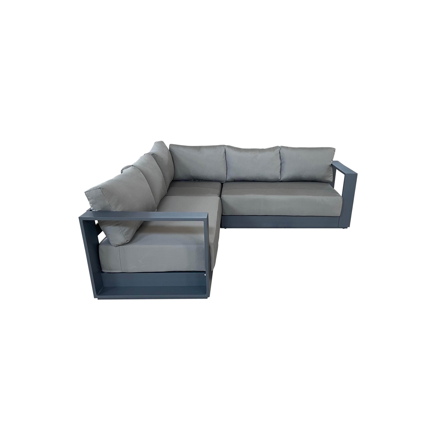 CIEUX Lyon Outdoor Patio Aluminum Metal Corner Sectional Sofa in Midnight Grey with Sunbrella Cushions