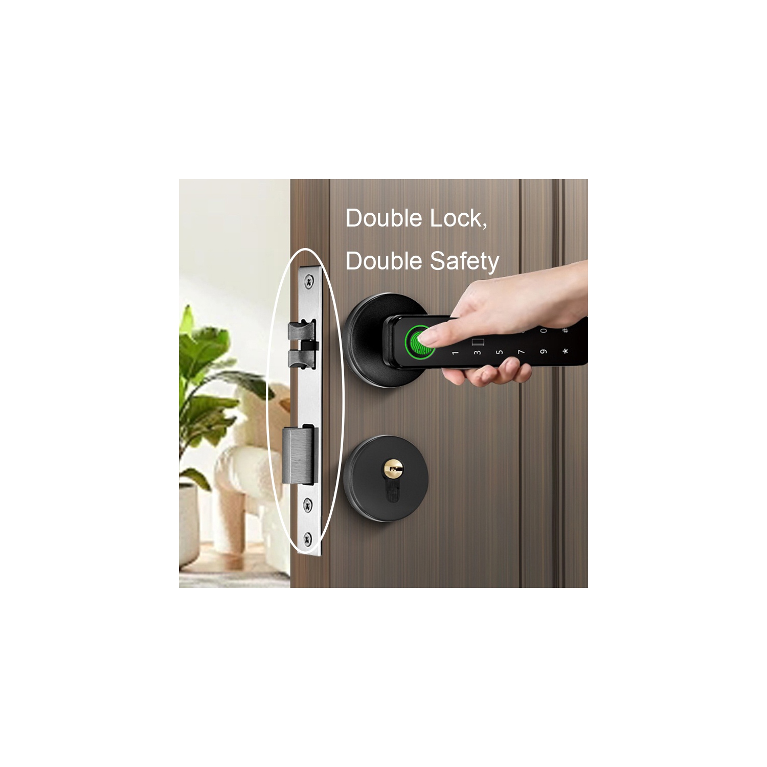 Serrure de porte intelligente électronique maxxus, pièce biométrique sans fil avec lecteur d'empreintes digitales, noir