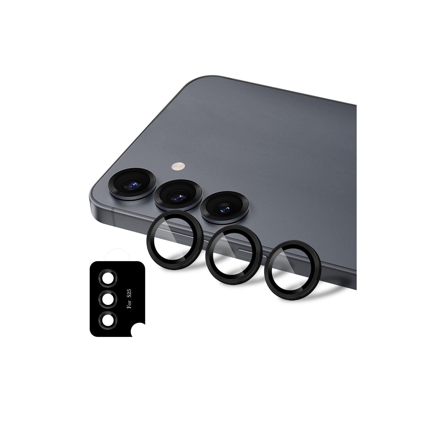 Uolo Shield – Objectif en verre pour appareil photo, Samsung S25, noir