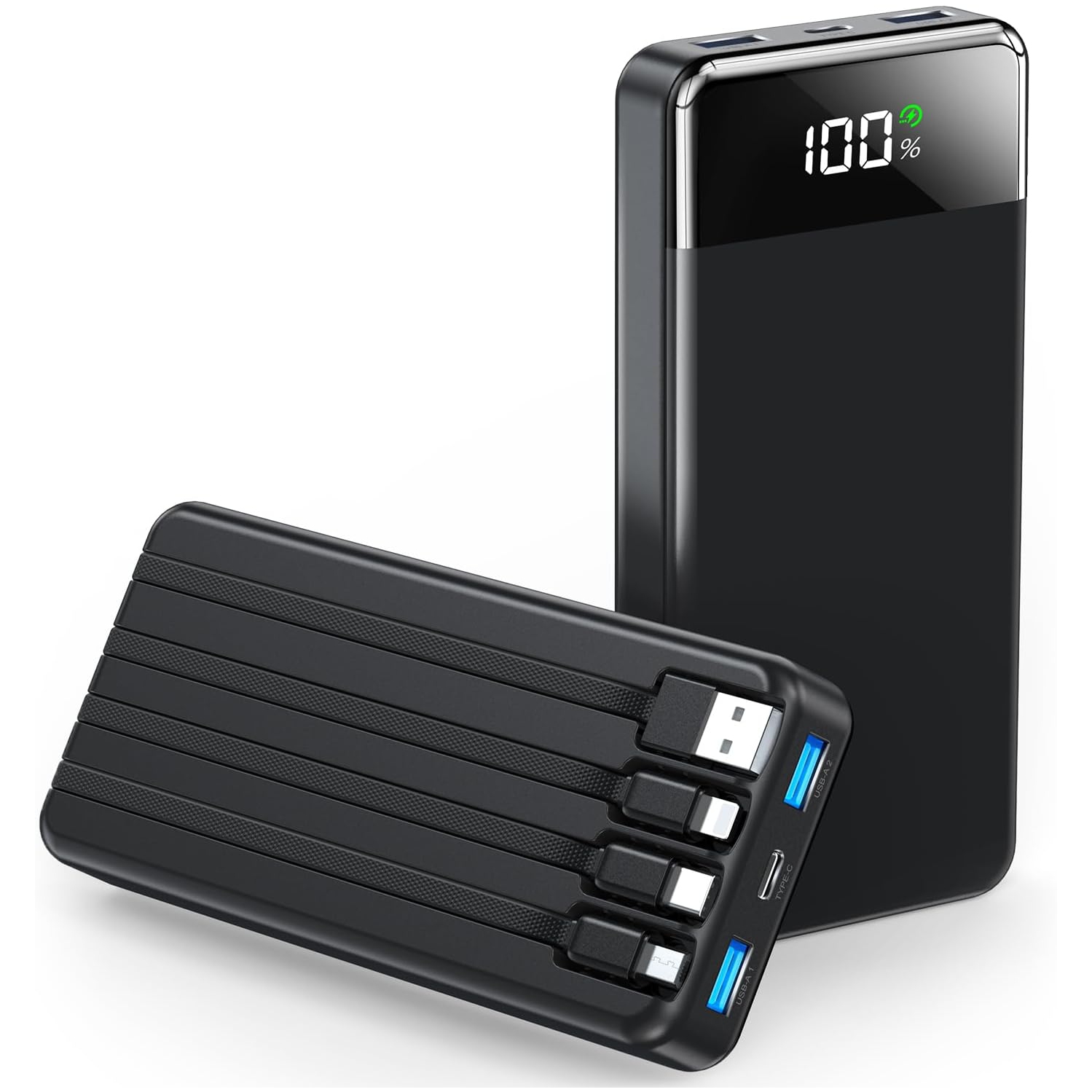 N6 Portable Charger 35000mAh Power Bank - Portable Battery with 4 Built in Cables, 22.5W Fast Charging Battery Pack
