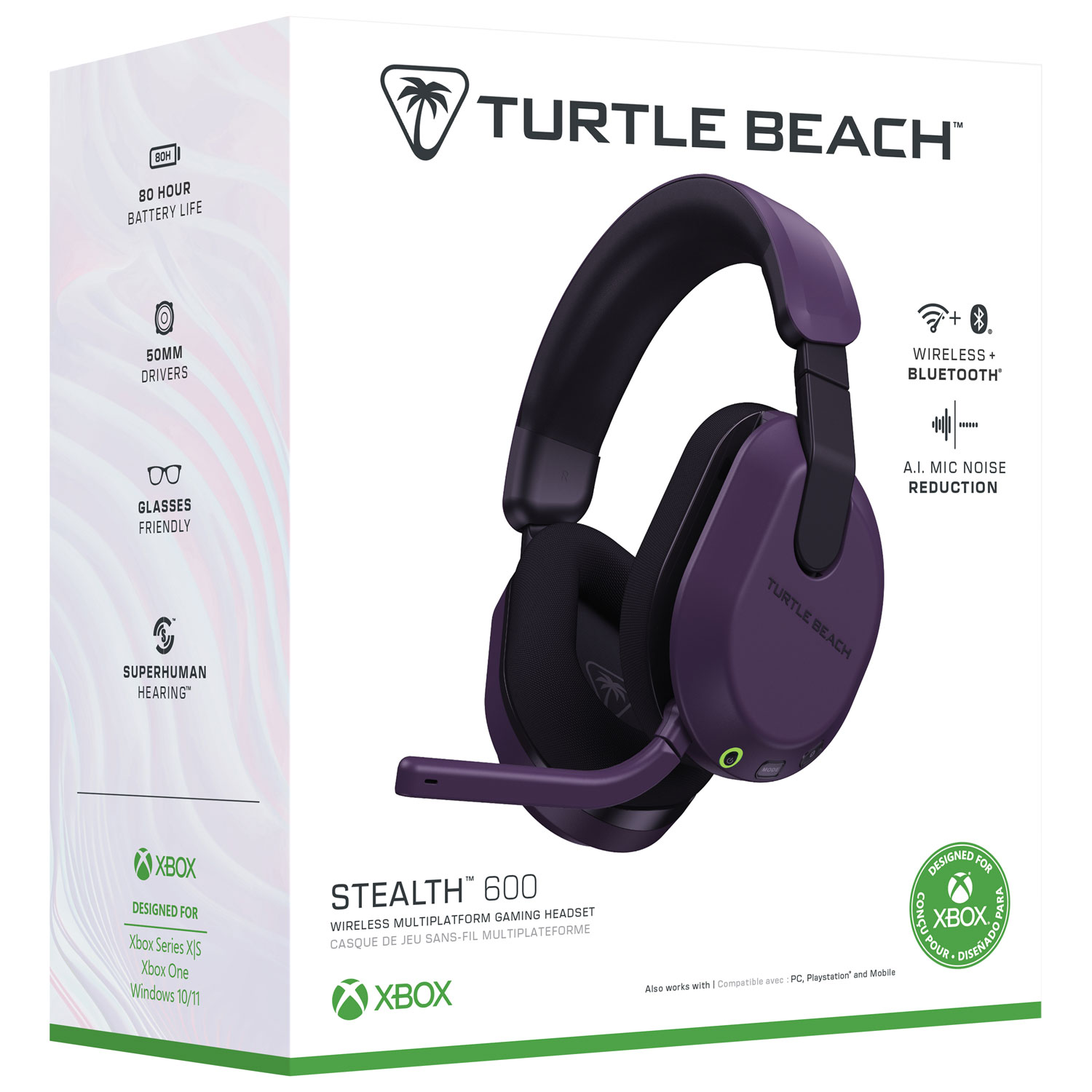 Casque de jeu sans fil Stealth 600 de Turtle Beach pour Xbox Series X|S/Xbox One/PS5/PS4/PC - Violet
