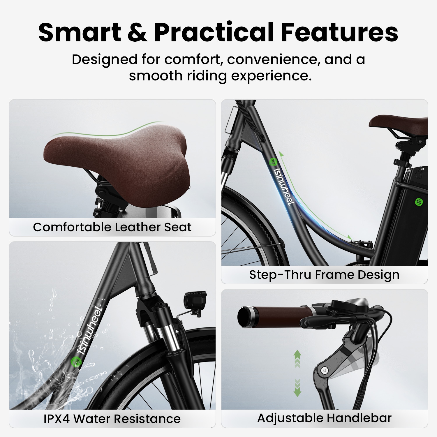 Vélo électrique U2 avec panier d'isinwheel - Noir