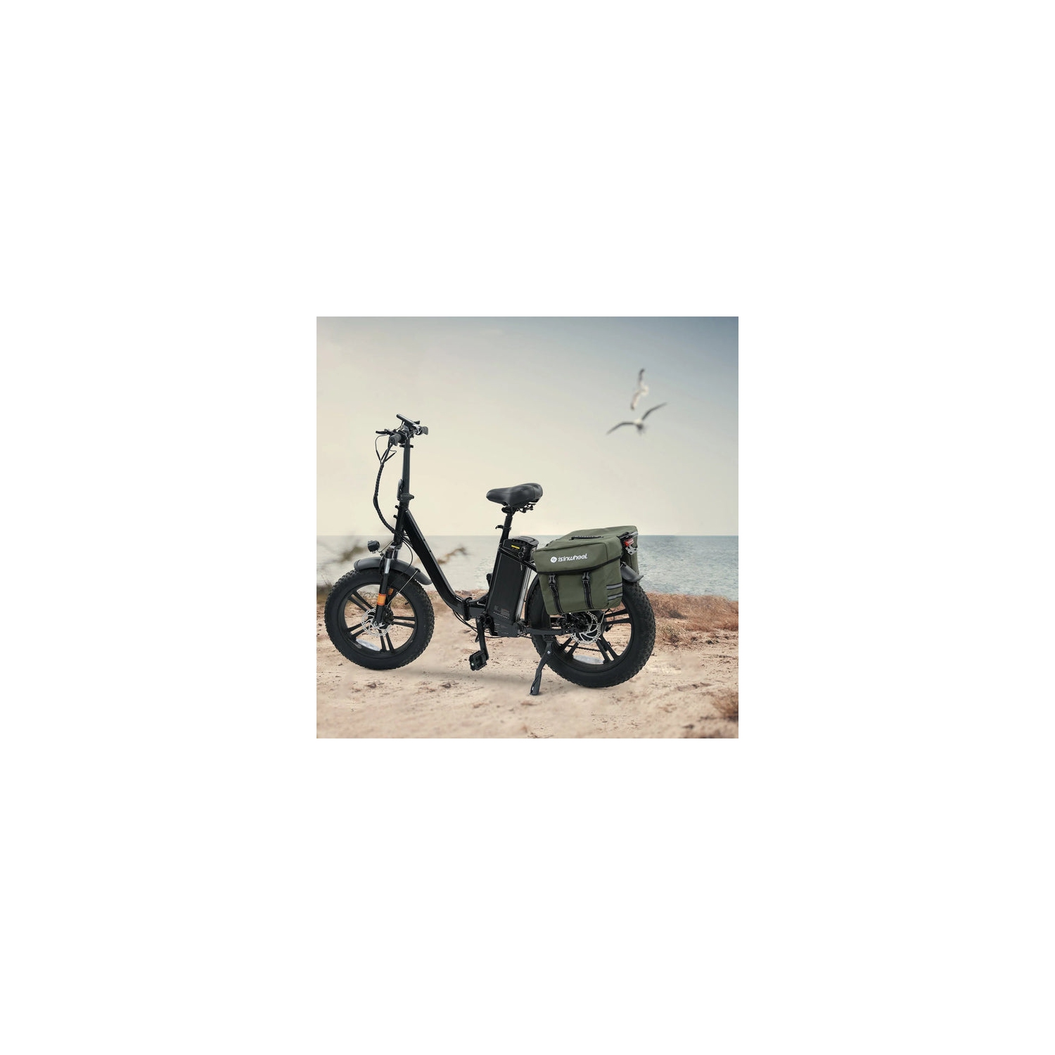 isinwheel U7 Adults Electric Cargo Bike with Pannier Bag(500W Motor/ 80KM Range/ 32KM/h Top Speed/20"×3.0 Fat Tire/48V 10.4h/UL2849 & CFR1512