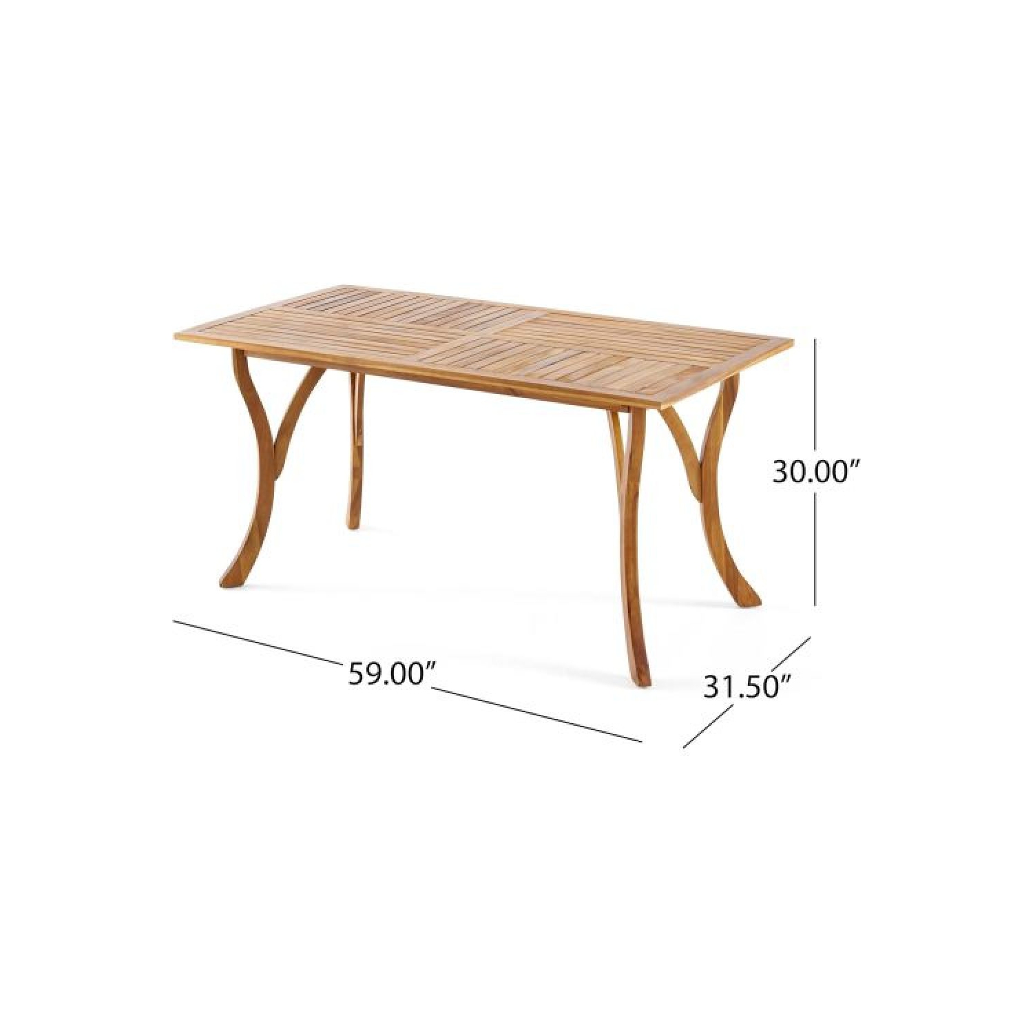 YOULIGHTS 59 Inch Rectangular Solid Wood Table Dining Table,Teak Finish for Outdoor ＆ indoor