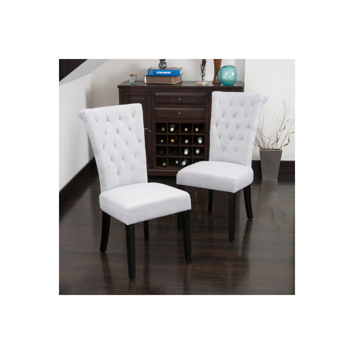 YOULIGHTS Venice Dining Chairs, Premium Rubberwood and Soft Velvet, Perfect for Dining, Office and Any Room, Set of 2, Light Gray
