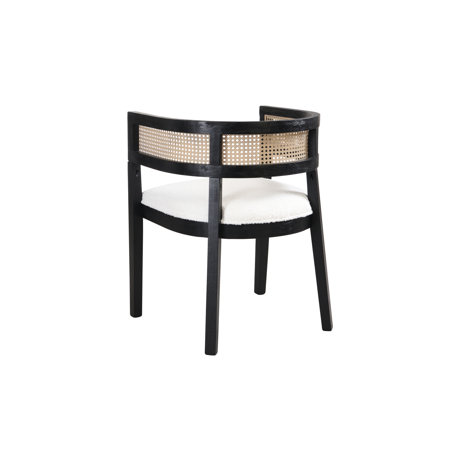 YOULIGHTS 2-Piece Wooden Dining Chair, Kitchen Island Chair, Round Backrest, Rattan Upholstery, Beige+Black