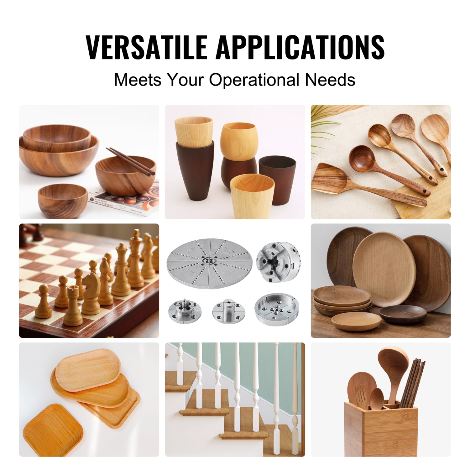 VEVOR KP965 Lathe Chuck, 4-Jaw 3.75" Diameter, Metal Lathe Chuck Turning Machine Accessories with 5 Sets of Jaws, Self-centering Tool, for Precision