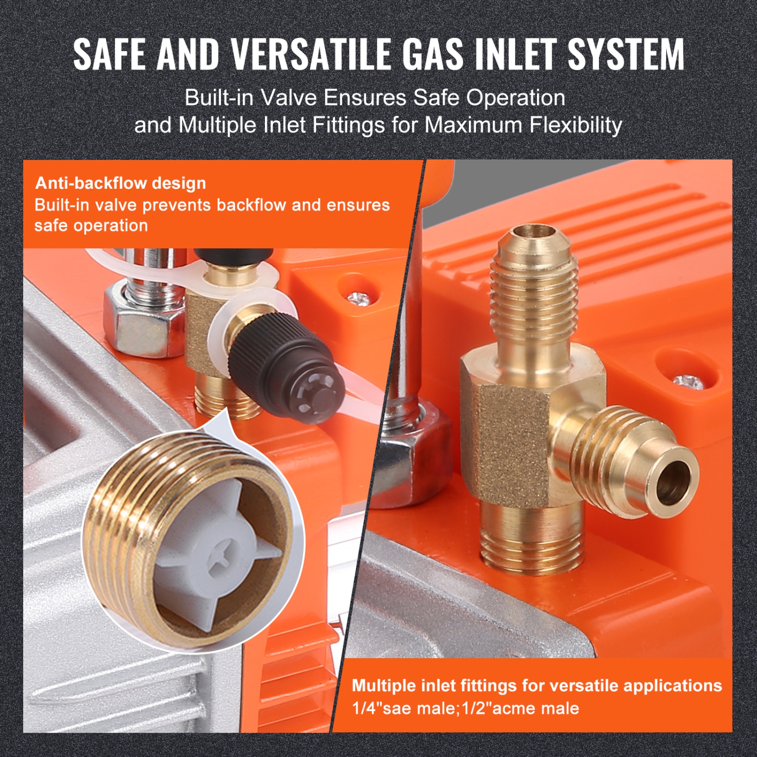Pompe à vide VEVOR 1/5 1/2 HP monophase, 3,5 pi3/min, pompe à vide de climatiseur 120&nbsp;V, entrée mâle 1/4 SAE, pour réparation CVC, entretien de