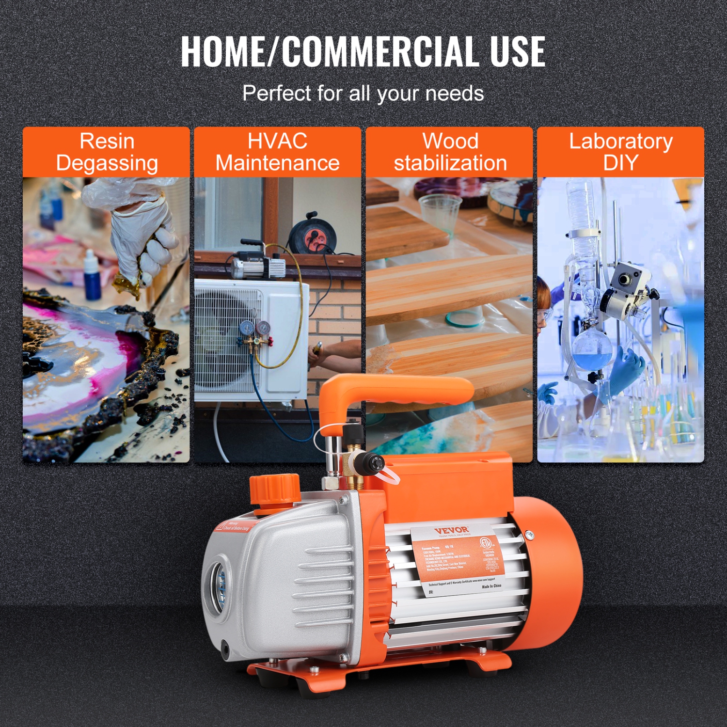 Pompe à vide VEVOR 1/5 1/2 HP monophase, 3,5 pi3/min, pompe à vide de climatiseur 120&nbsp;V, entrée mâle 1/4 SAE, pour réparation CVC, entretien de