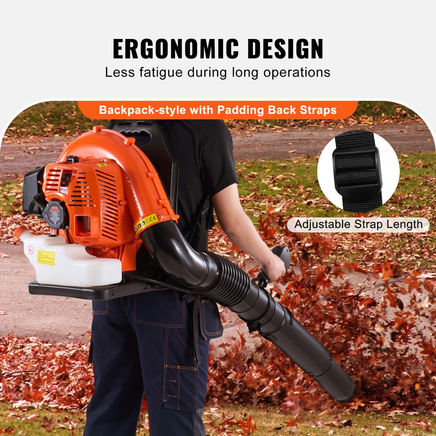 VEVOR 79CC Backpack Leaf Blower, 2-Cycle Gas Leaf Blower with 3L Fuel Tank, 930CFM Air Volume 184MPH Speed, Ideal for Lawn Care, Leaf Cleaning, and