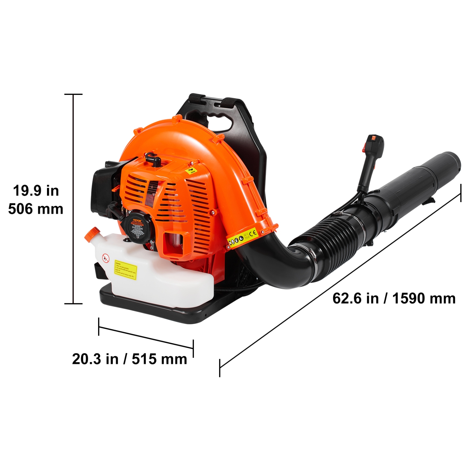 VEVOR 79CC Backpack Leaf Blower, 2-Cycle Gas Leaf Blower with 3L Fuel Tank, 930CFM Air Volume 184MPH Speed, Ideal for Lawn Care, Leaf Cleaning, and