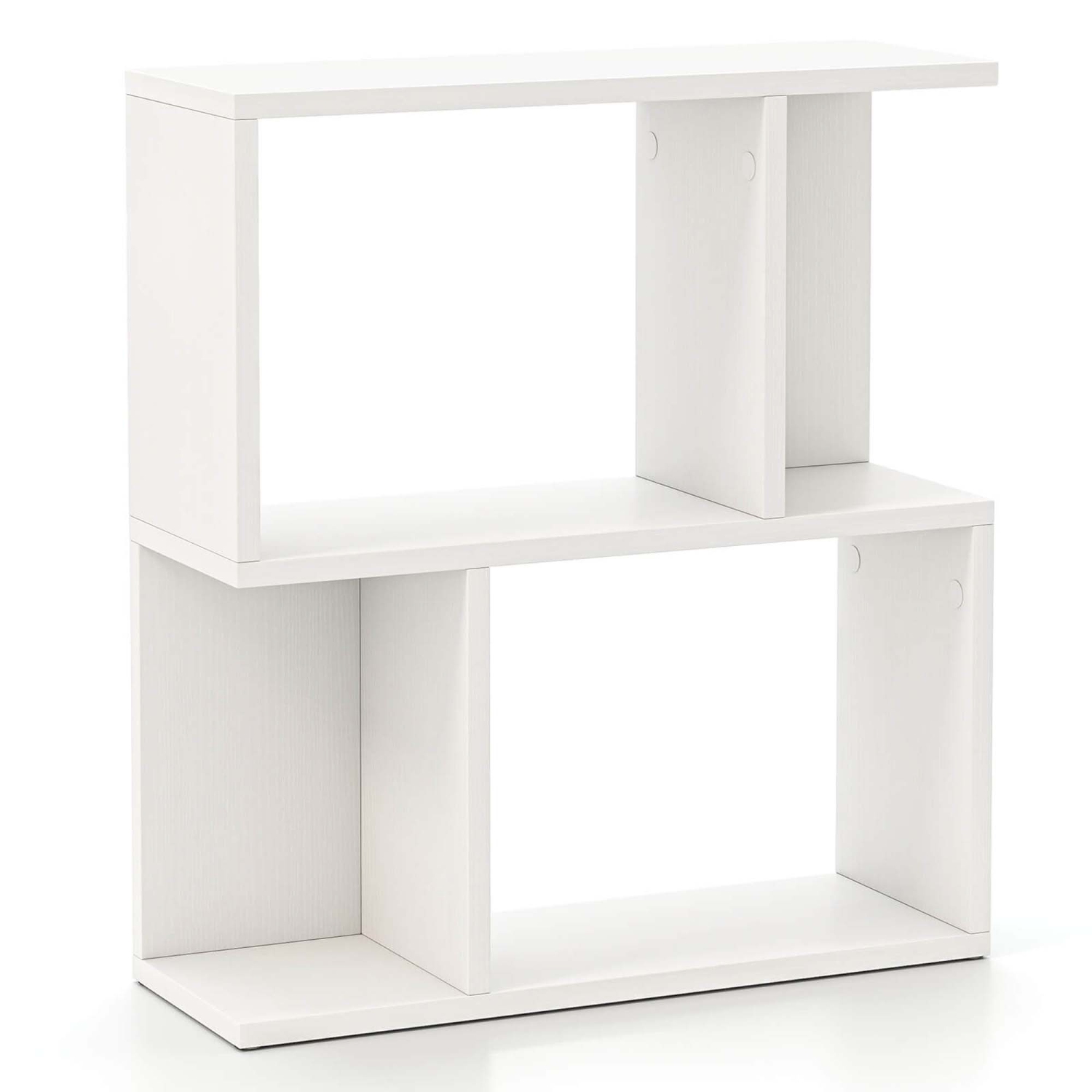 Table d'appoint à bibliothèque géométrique à 3 niveaux 1 PCS de Costway avec étagère de rangement ouverte
