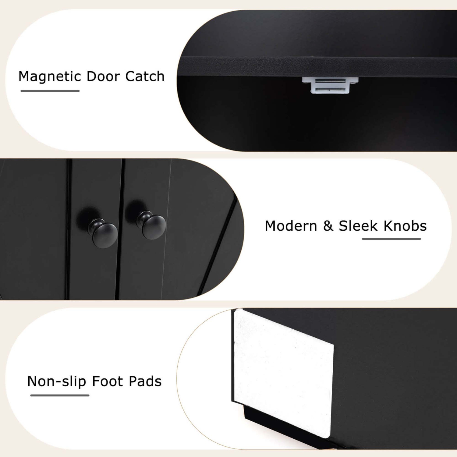 Bibliothèque Farmhouse de 71&nbsp;po de Costway avec portes, 6 tablettes et armoire à 2 portes pour chambre à coucher, blanc/noir