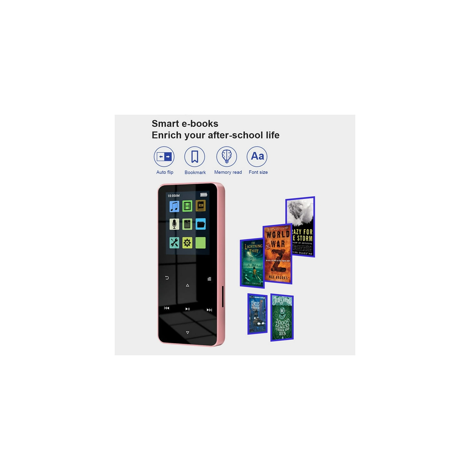 Portable Bluetooth Music Player Mini Digital audio player, portable media player– Lossless Audio, Speaker, Support TF Card [Pink 16GB with FM]