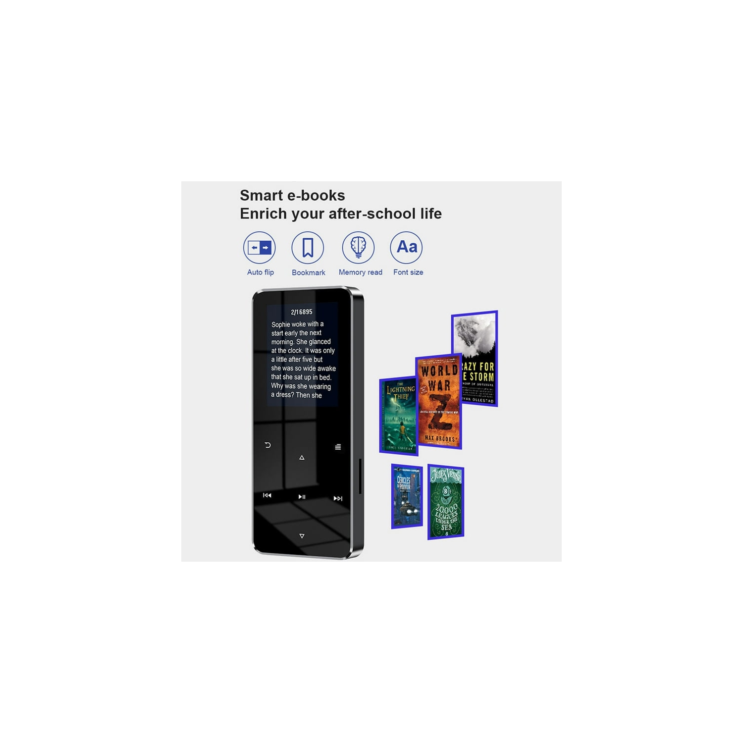 Black Bluetooth 5.0 HD Recording and E-book Reading Lossless Hi-Fi MP3 Player [36GB with FM Function]