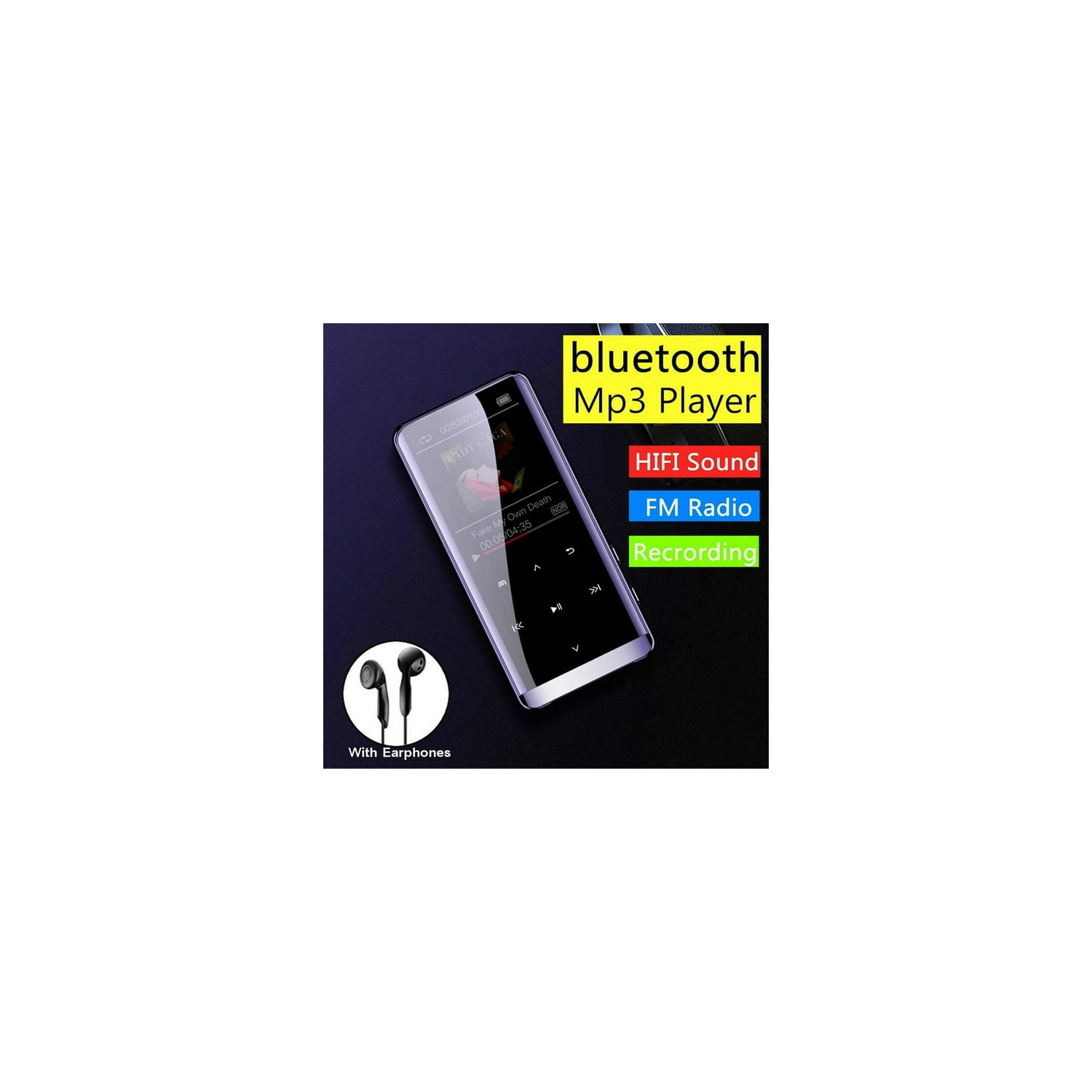 Lecteur MP3 Bluetooth multifonction – 7 boutons tactiles, fonction d'enregistrement, lecteur de livres numériques, conception compacte[16&nbsp;Go]