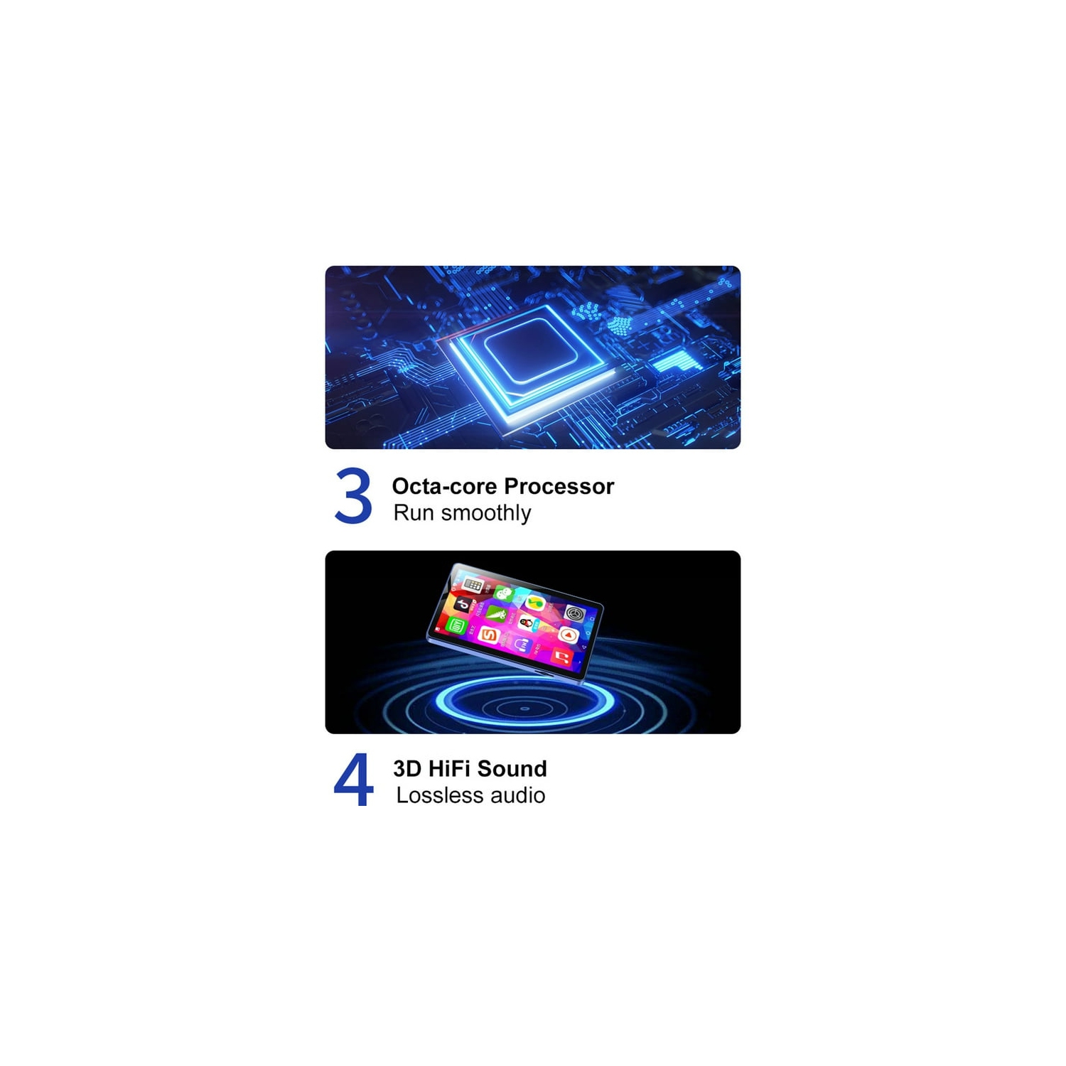 MP3/MP4 music and video player – 4-inch IPS touchscreen, WiFi with Bluetooth, HD 1080p playback, Digital audio player, portable media player [3G RAM