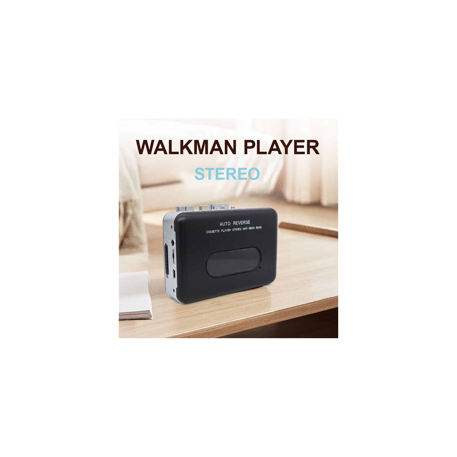 Retro Portable Cassette Player - Vintage-Style, Features FF/REW & Headphone Jack-black