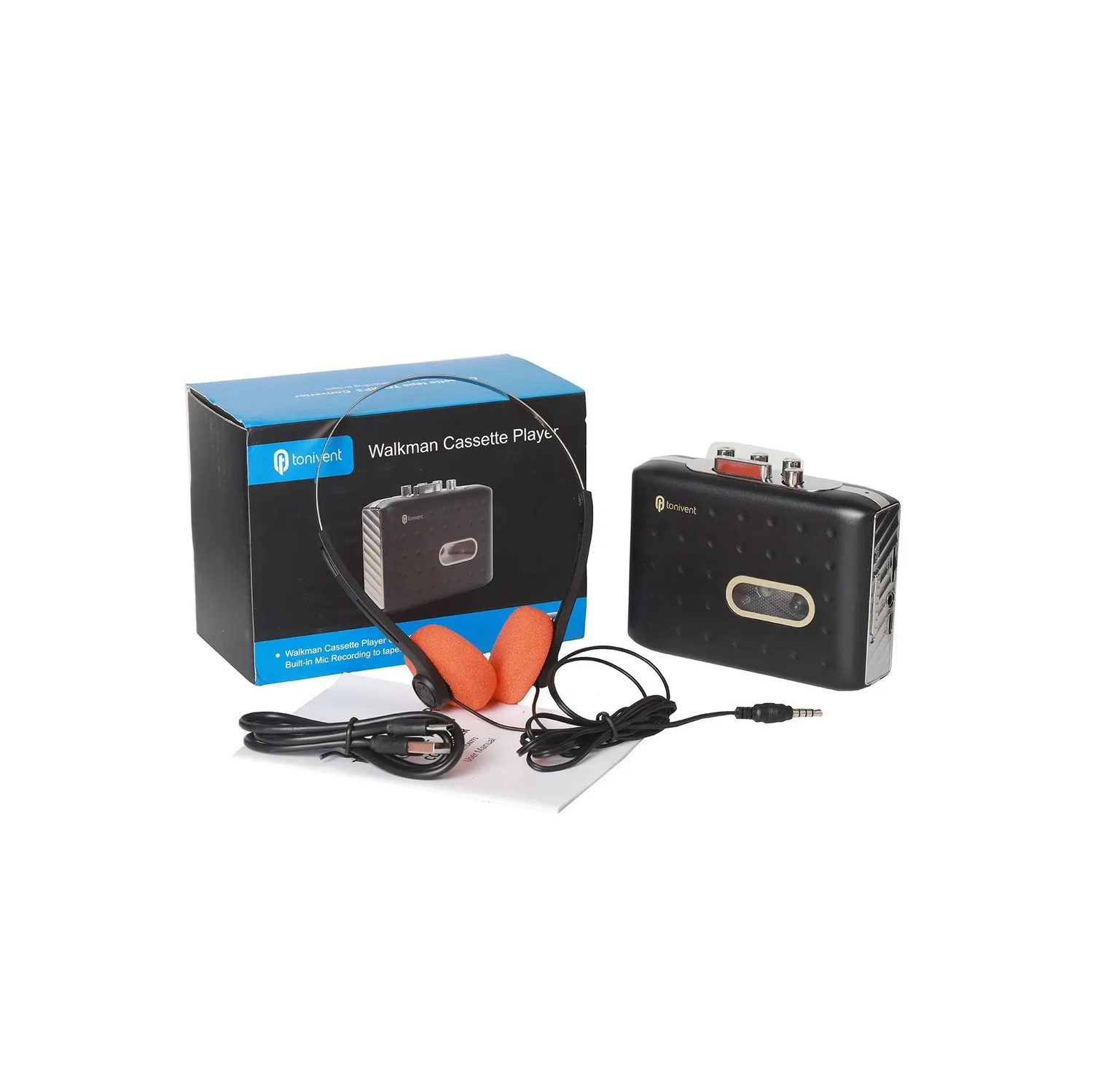 Lecteur de cassette et enregistreur rétro – Convertisseur de cassette vers MP3, alimentation USB/par pile, prise pour écouteurs