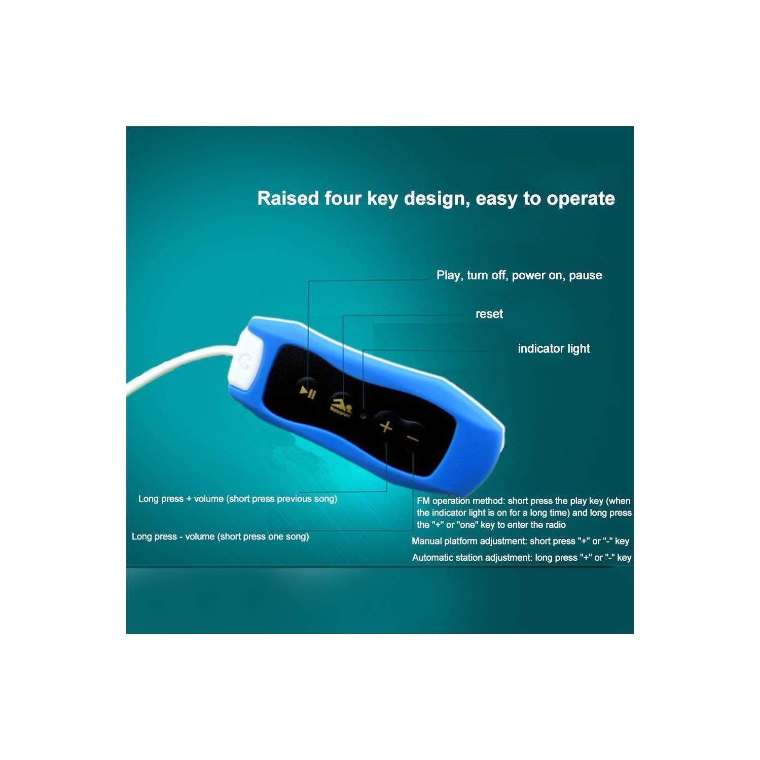 MP3 Music Player HiFi Sound Headband Swimming Diving Clip MP3 with FM IP68 Waterproof USB 2.0 Swimming Running [Black]