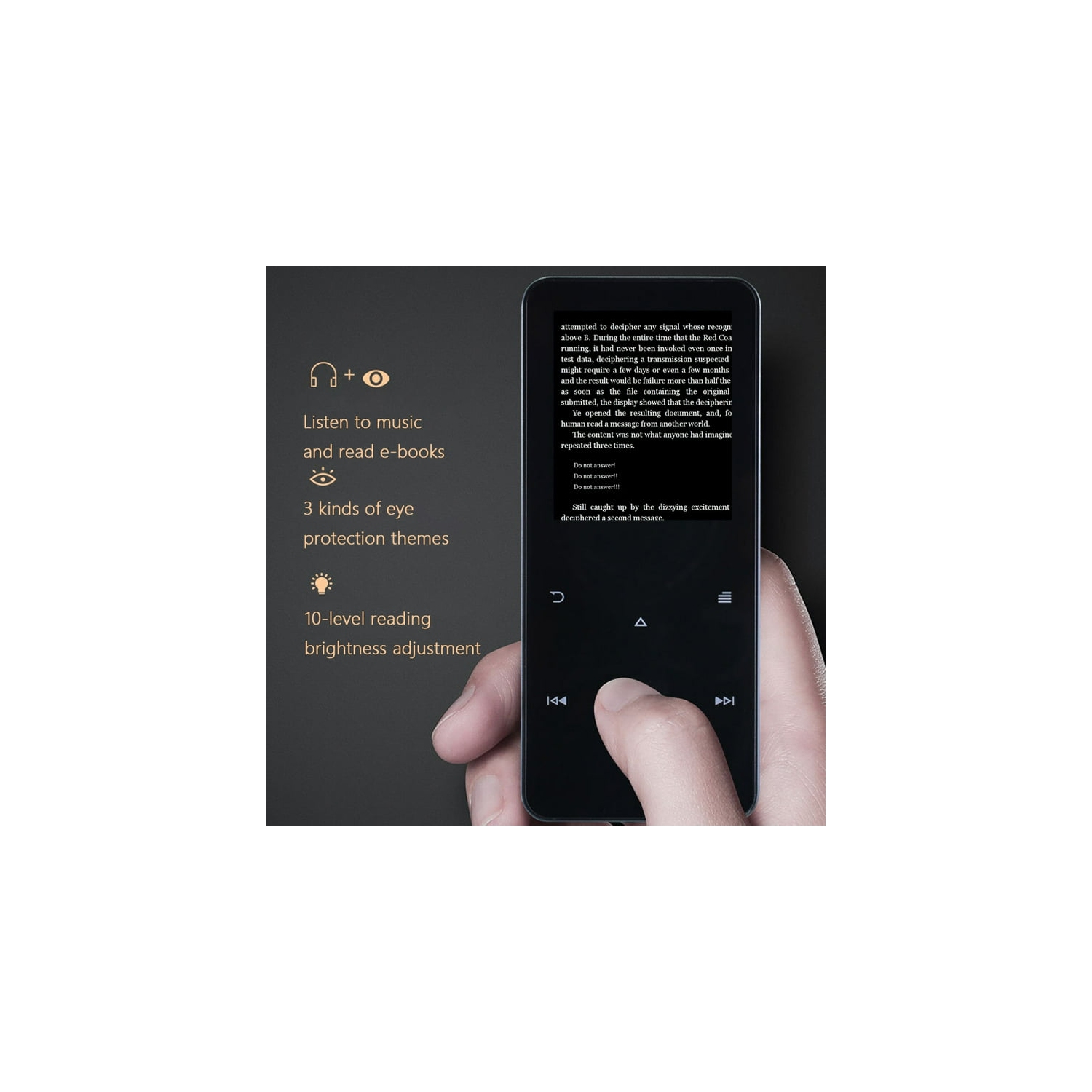 Lecteur de musique MP3 sans fil à écran tactile noir – 128 Go extensible, lecture de livres numériques et d'arrière-plan [132 Go avec