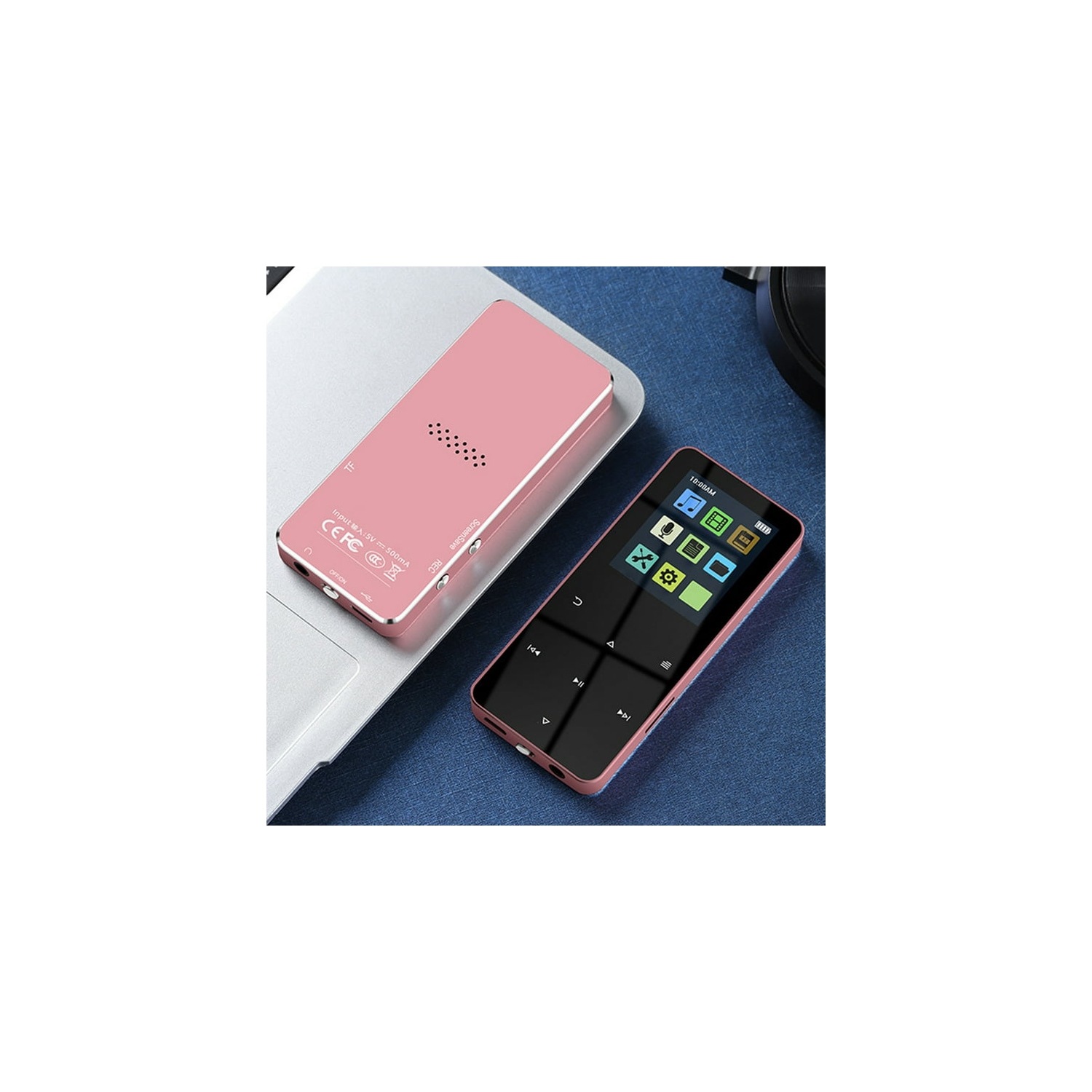 Mini lecteur MP3 Hi-Fi rose avec réduction bruit, enregistrement et lecture vidéo [80&nbsp;Go avec fonction FM]