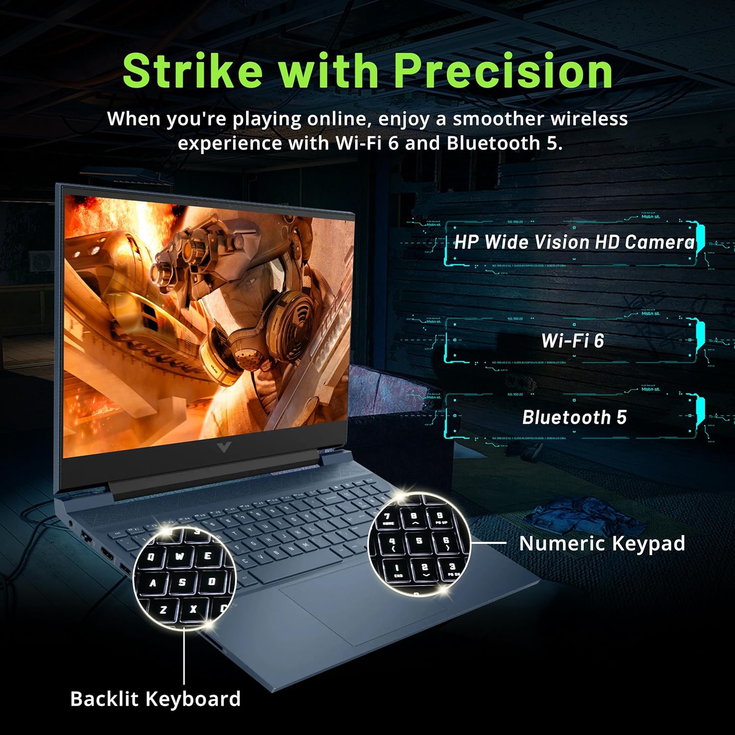 Refurbished - HP Victus 16.1" FHD IPS Gaming Laptop, Intel i5-11400H, 512GB SSD, 16GB RAM, GeForce RTX 3050, Backlit KB, B&O Audio, Fast Charge,