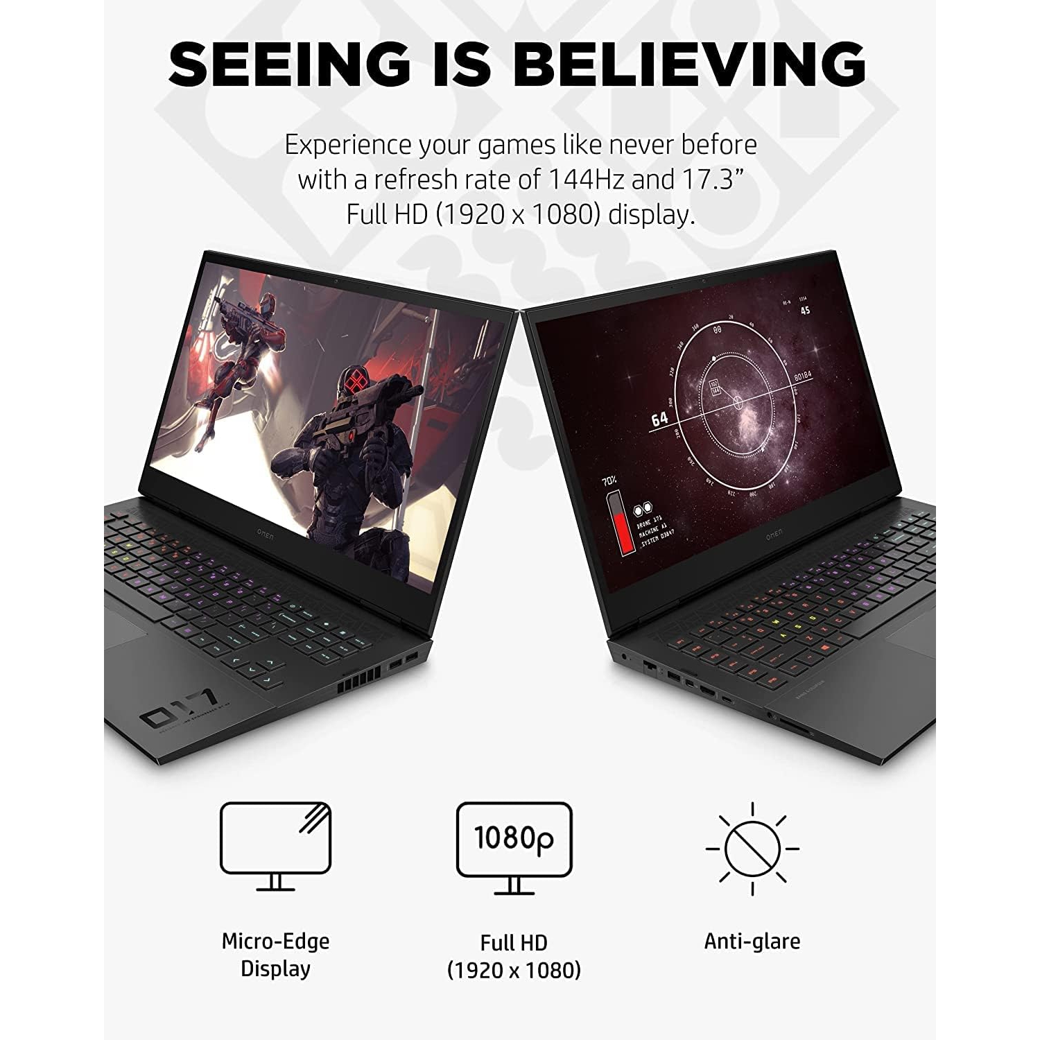 Refurbished - HP Omen Gaming Laptop, 17.3-inch FHD 144Hz, 2TB SSD, i7-11800H, 8-Core Up to 4.6GHz, 64GB RAM, NVIDIA GeForce RTX 3060, RGB Keyboard,
