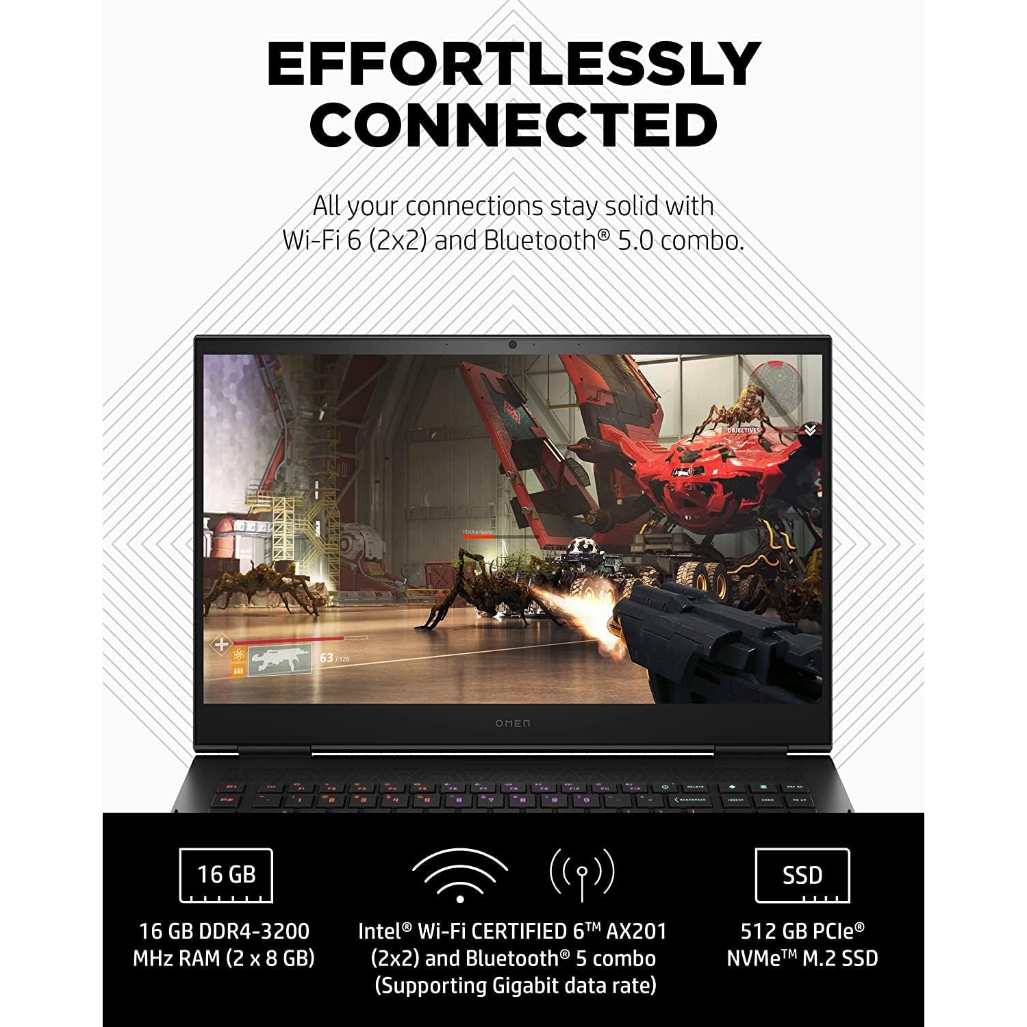 Refurbished - HP Omen Gaming Laptop, 17.3-inch FHD 144Hz, 2TB SSD, i7-11800H, 8-Core Up to 4.6GHz, 64GB RAM, NVIDIA GeForce RTX 3060, RGB Keyboard,