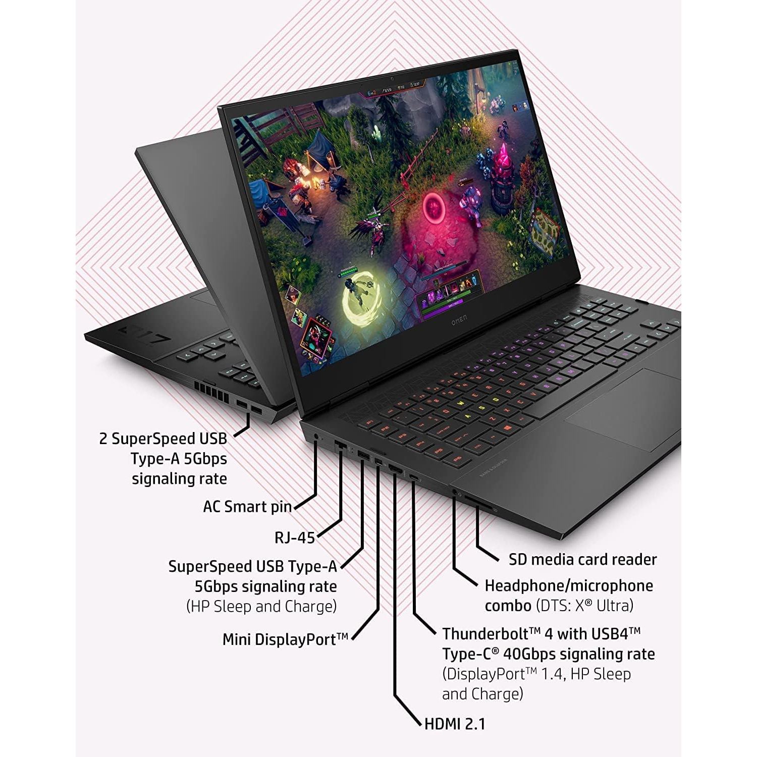 Refurbished - HP Omen Gaming Laptop, 17.3-inch FHD 144Hz, 2TB SSD, i7-11800H, 8-Core Up to 4.6GHz, 64GB RAM, NVIDIA GeForce RTX 3060, RGB Keyboard,