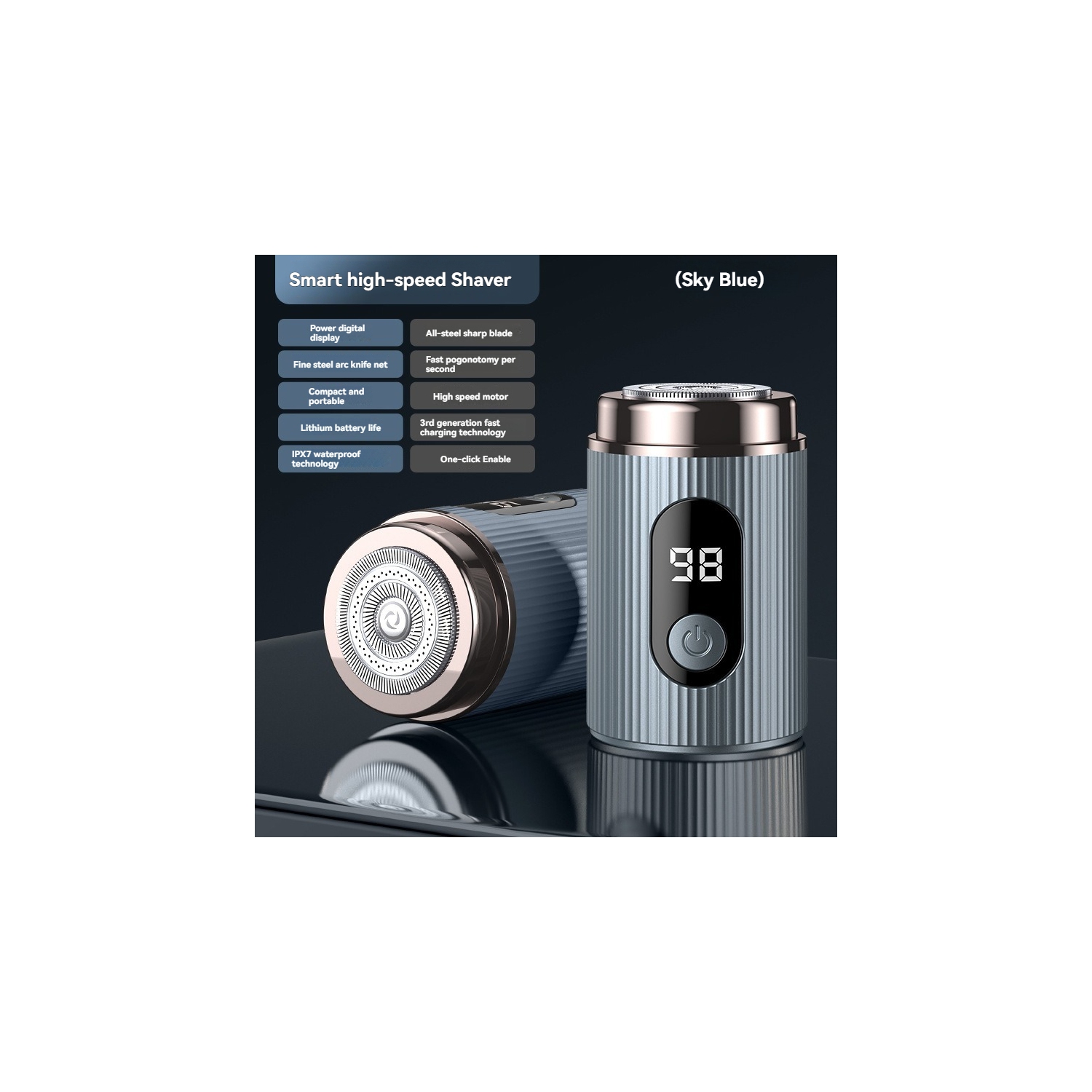 Mini Electric Shaver, Portable Shaver, Portable Shaver Car Full Body Washable Rechargeable - Gray