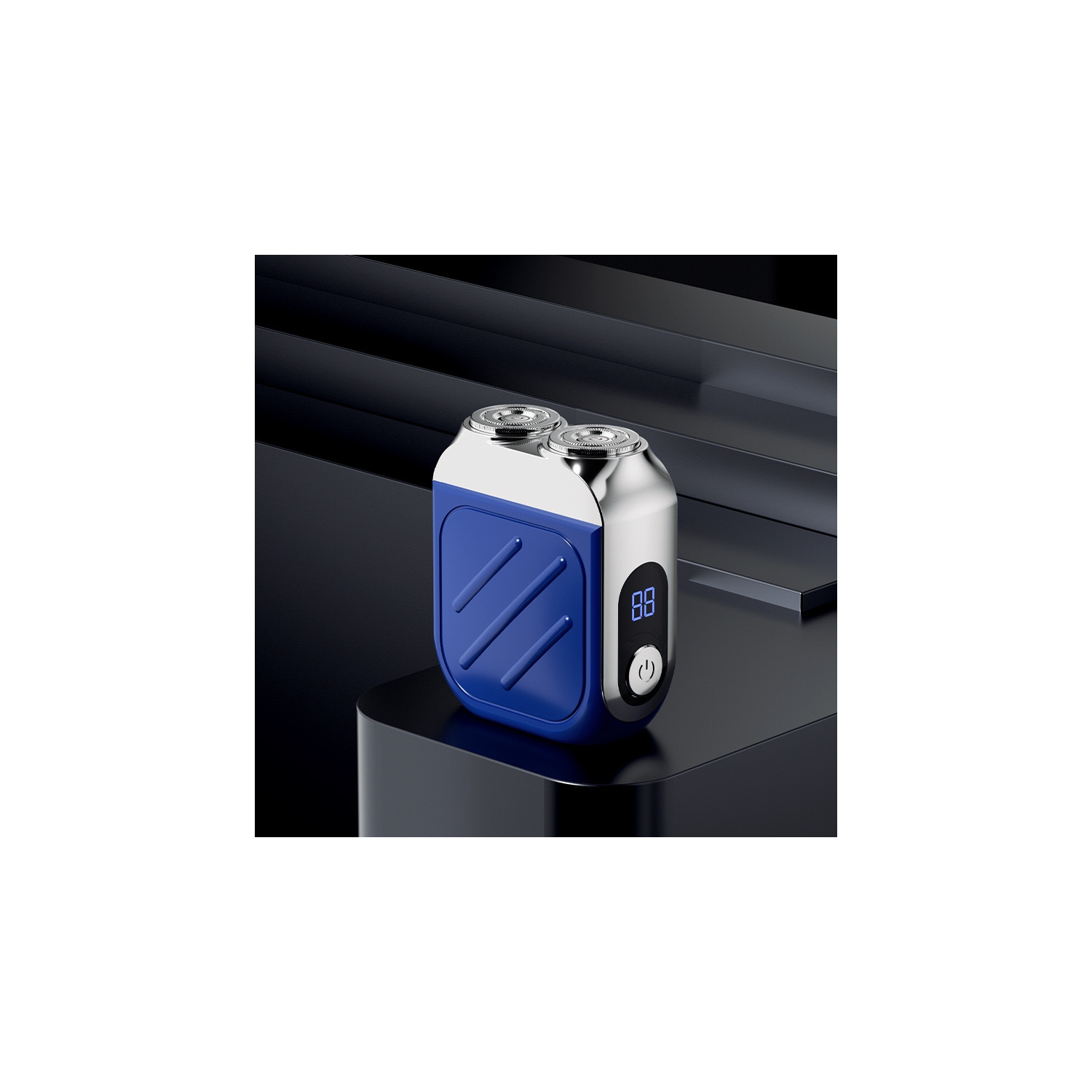 Washable Mini Rechargeable Dual Head Magnetic Electric Shaver Portable Digital Display Beard Shaver - Blue