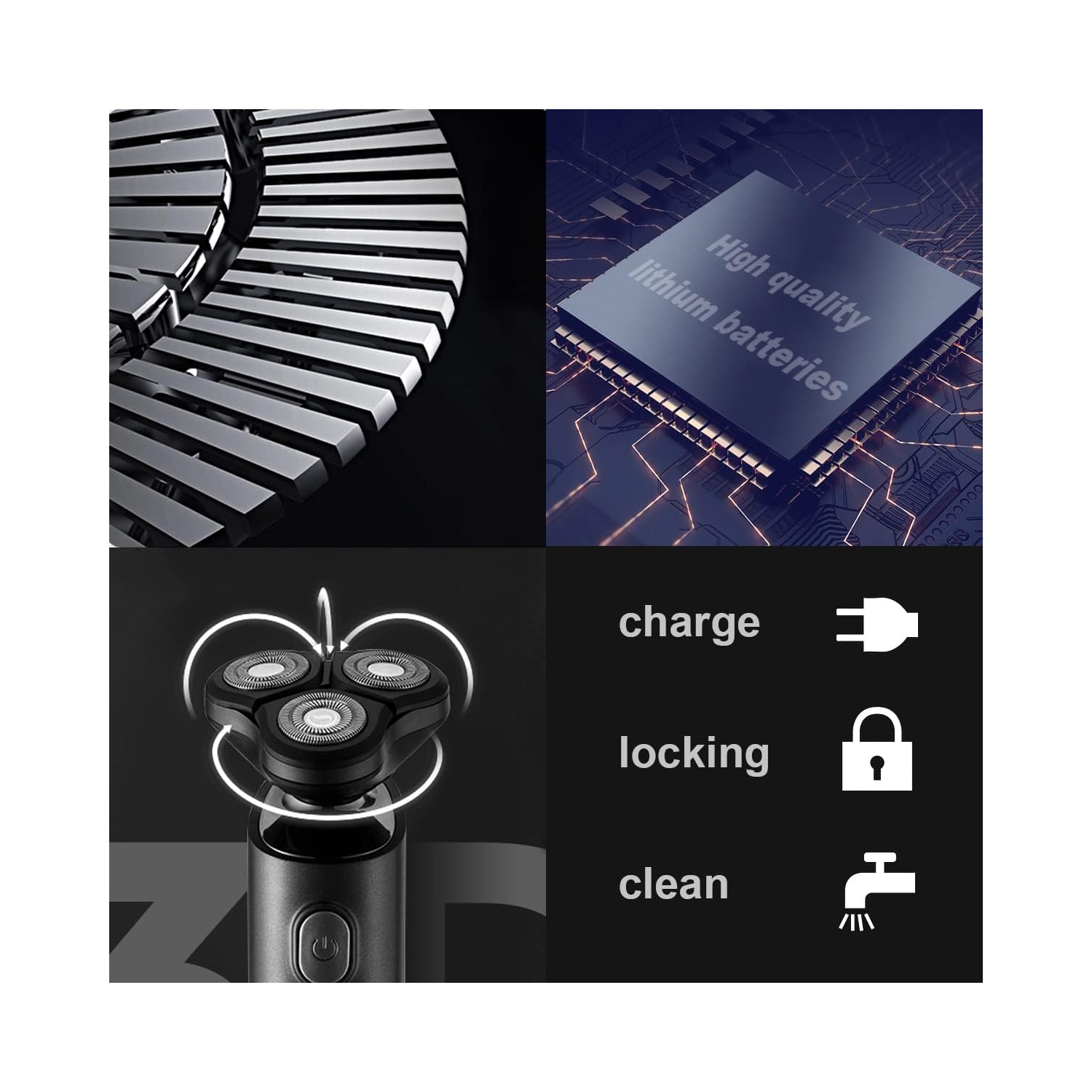 Rasoir électrique pour hommes, rasoir électrique étanche, rasoir rotatif pour hommes, tondeuse à barbe sans fil, chargeur USB, rasoir de voyage avec