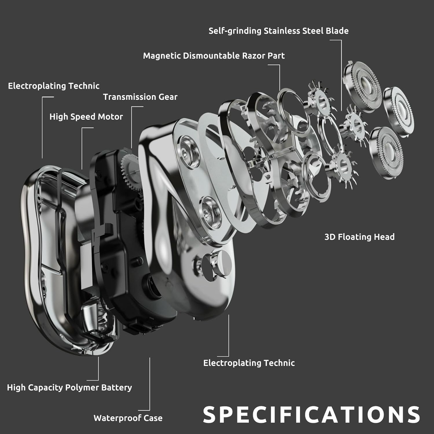 Electric Mini Shaver, Portable Electric Shaver, Men's Powerful Mini Shaver, USB Rechargeable Washable, Lightweight, Suitable for Travel, Office, etc.